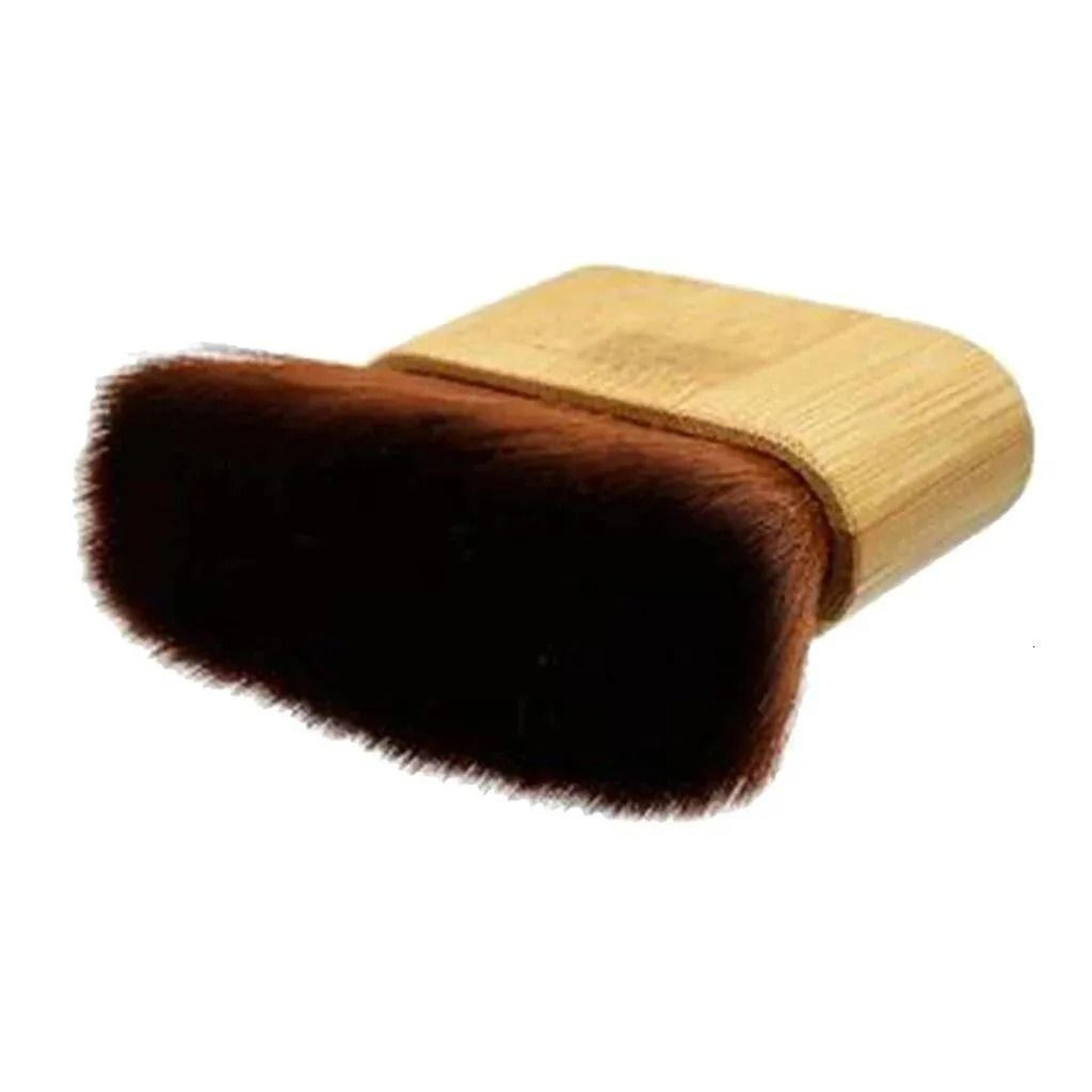 soft barber neck duster brush with wooden handle for hair cutting and wigs