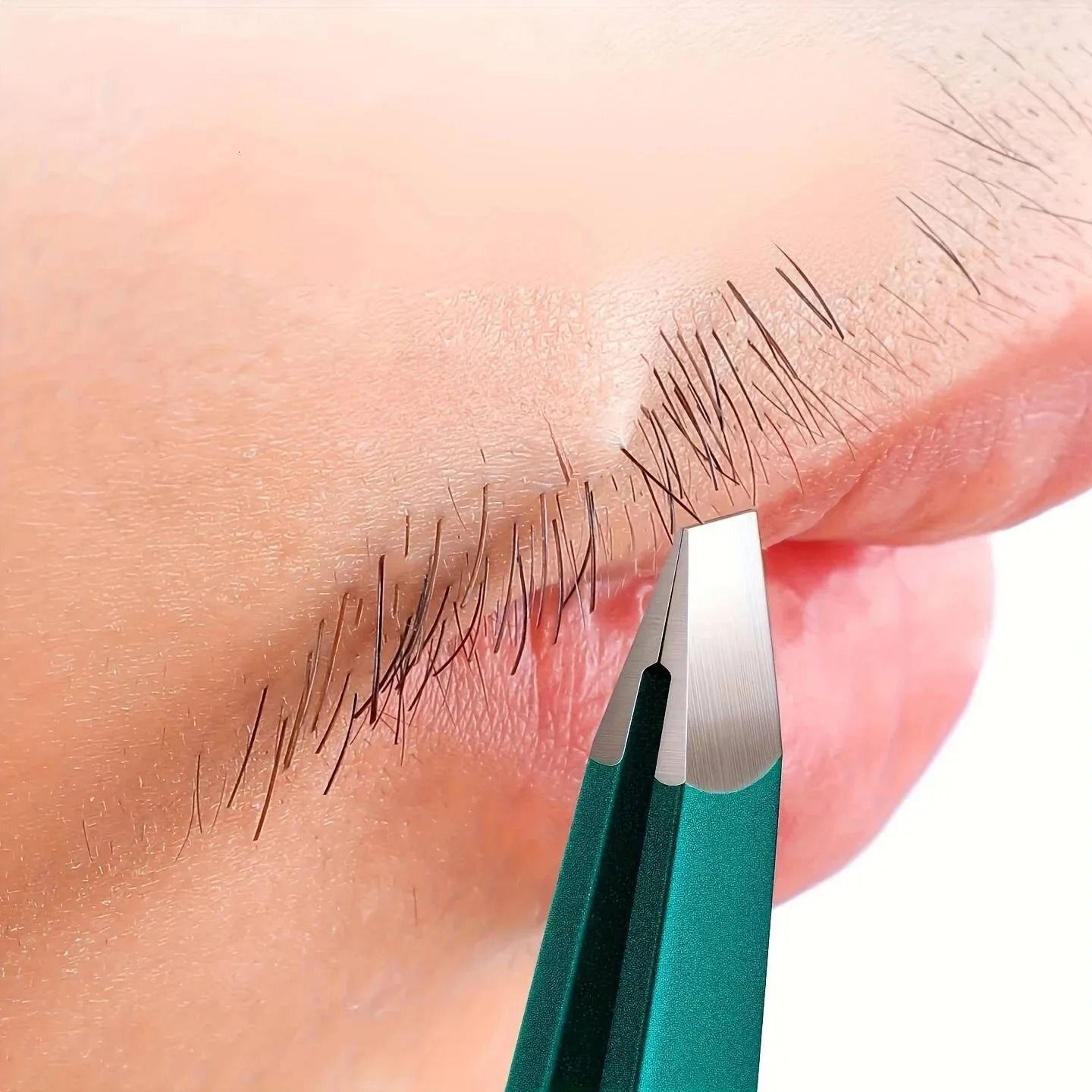 high precision flat tip tweezers with case for eyebrow and facial hair removal