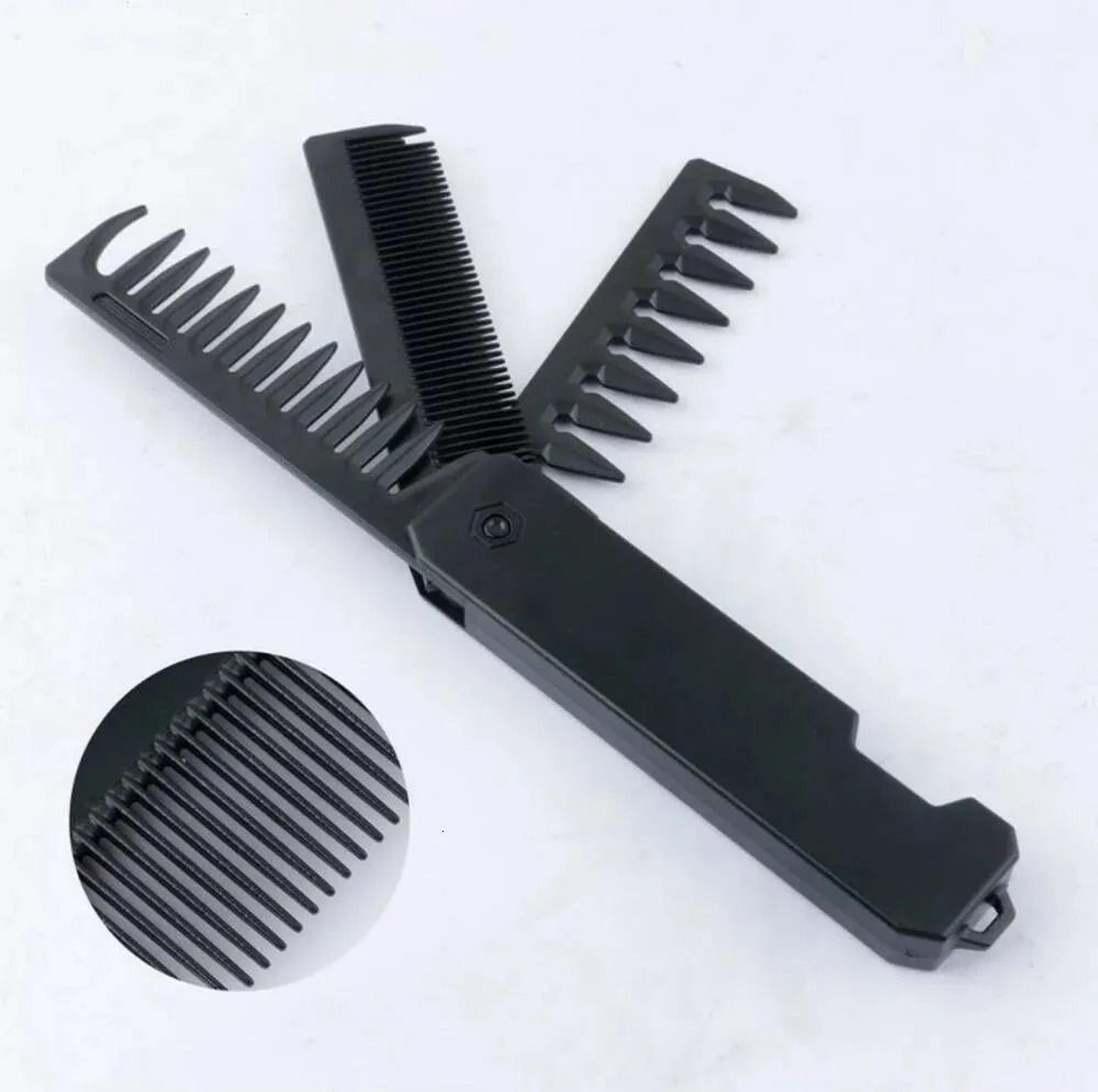 wide tooth folding pocket comb for beard hair styling and barber grooming