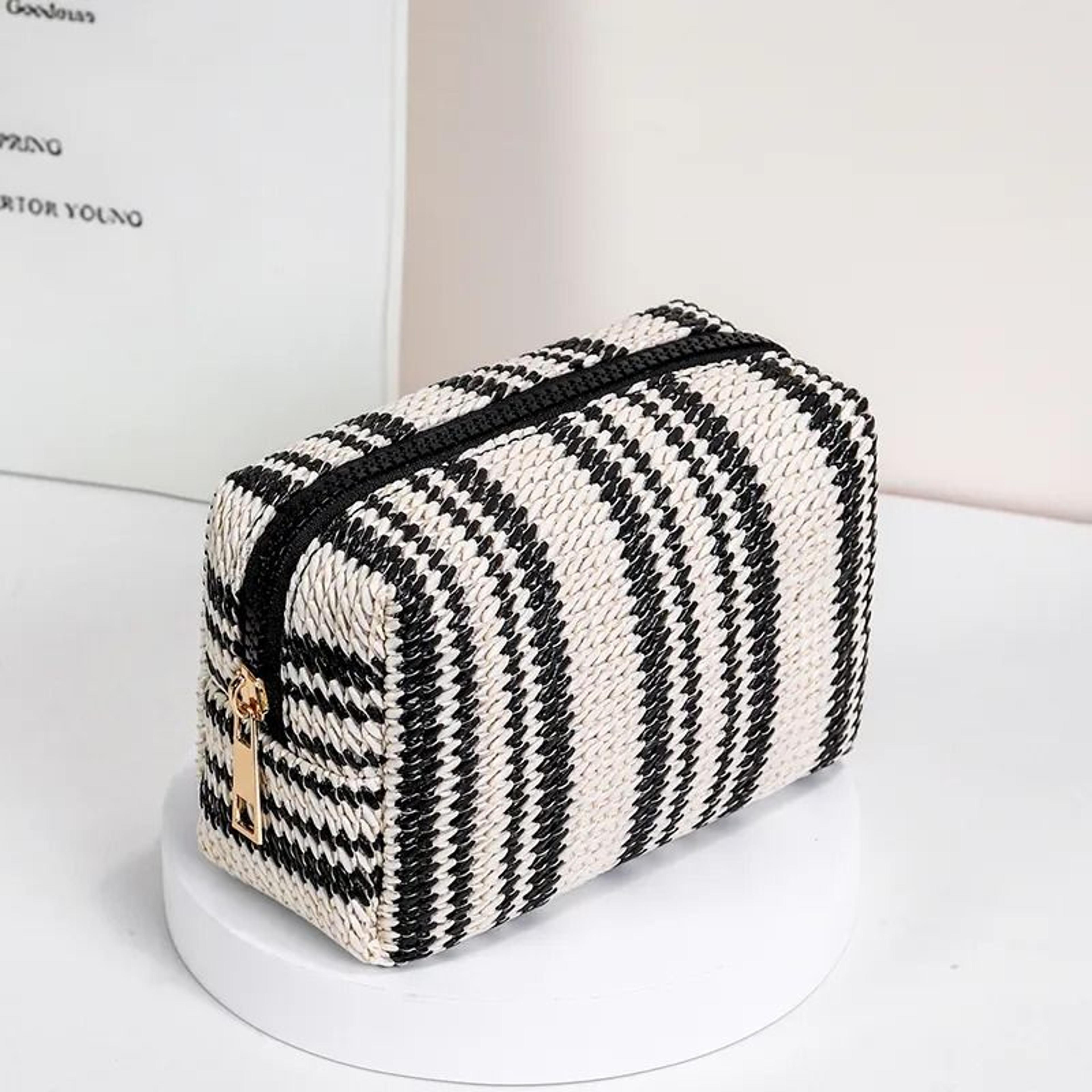 striped ripple travel makeup bag large capacity cosmetic organizer for women
