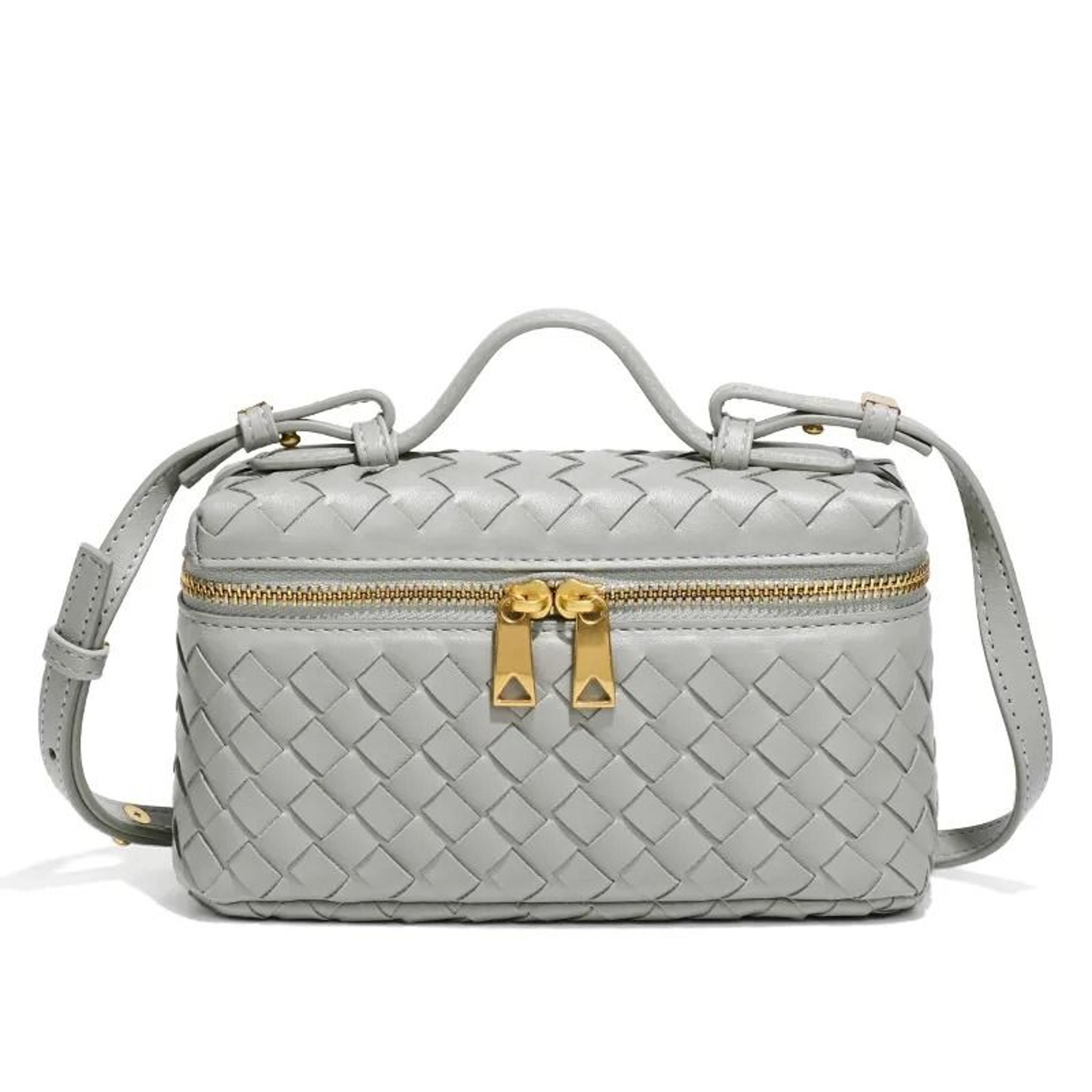 woven pu leather tote bag for women stylish shoulder handbag