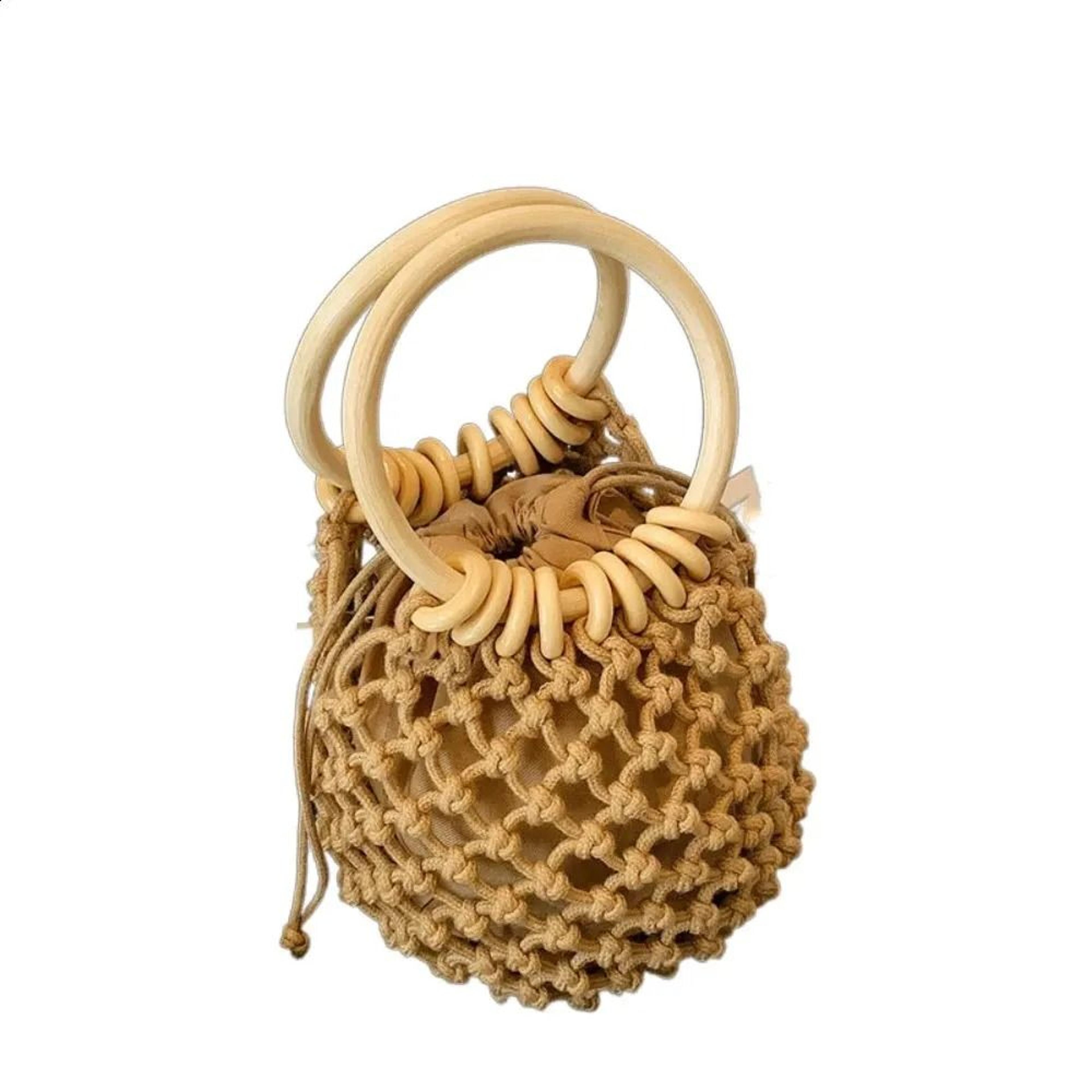 straw woven handbag womens bucket tote beach vacation bag