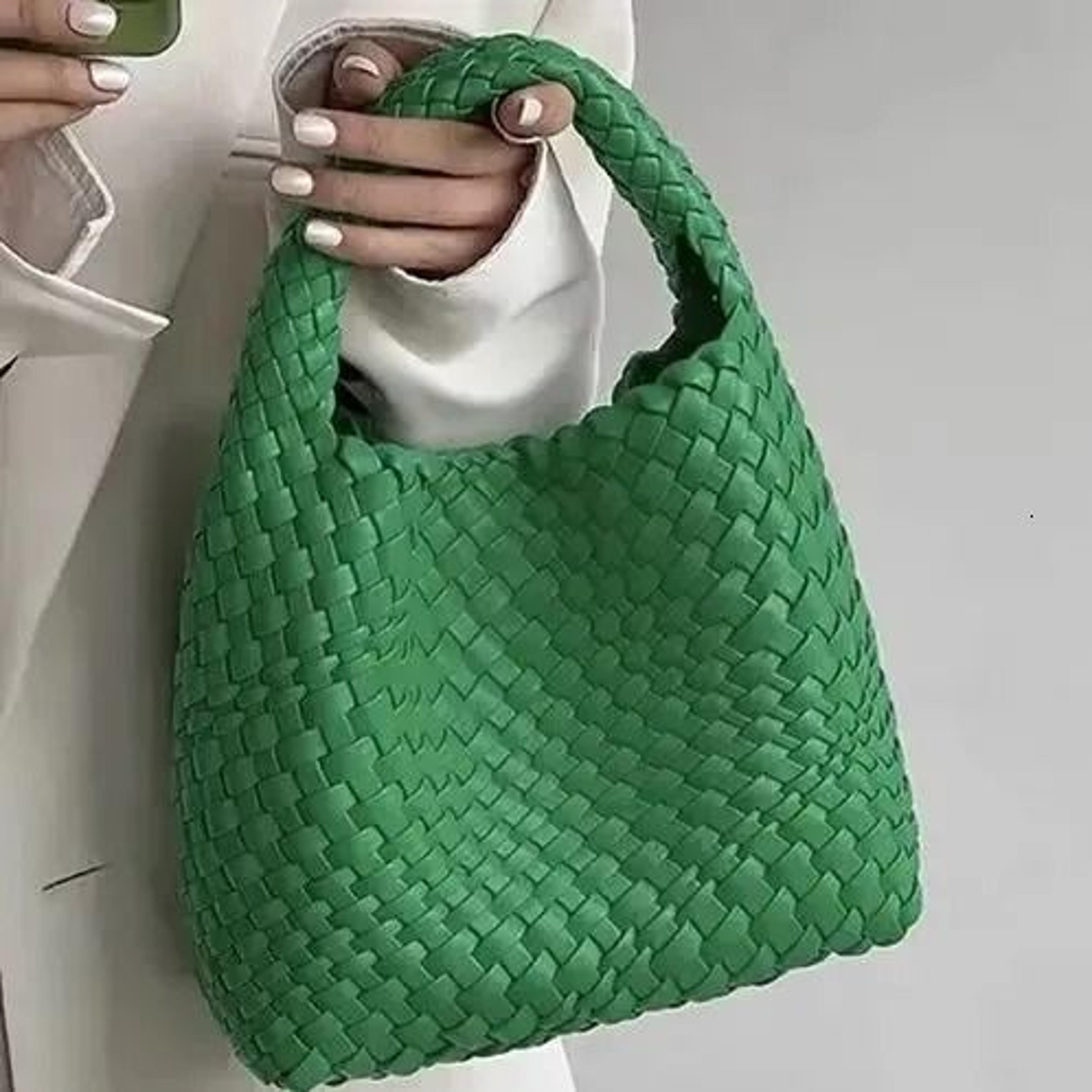 woven pu mini tote bag with chain strap crossbody purse for women