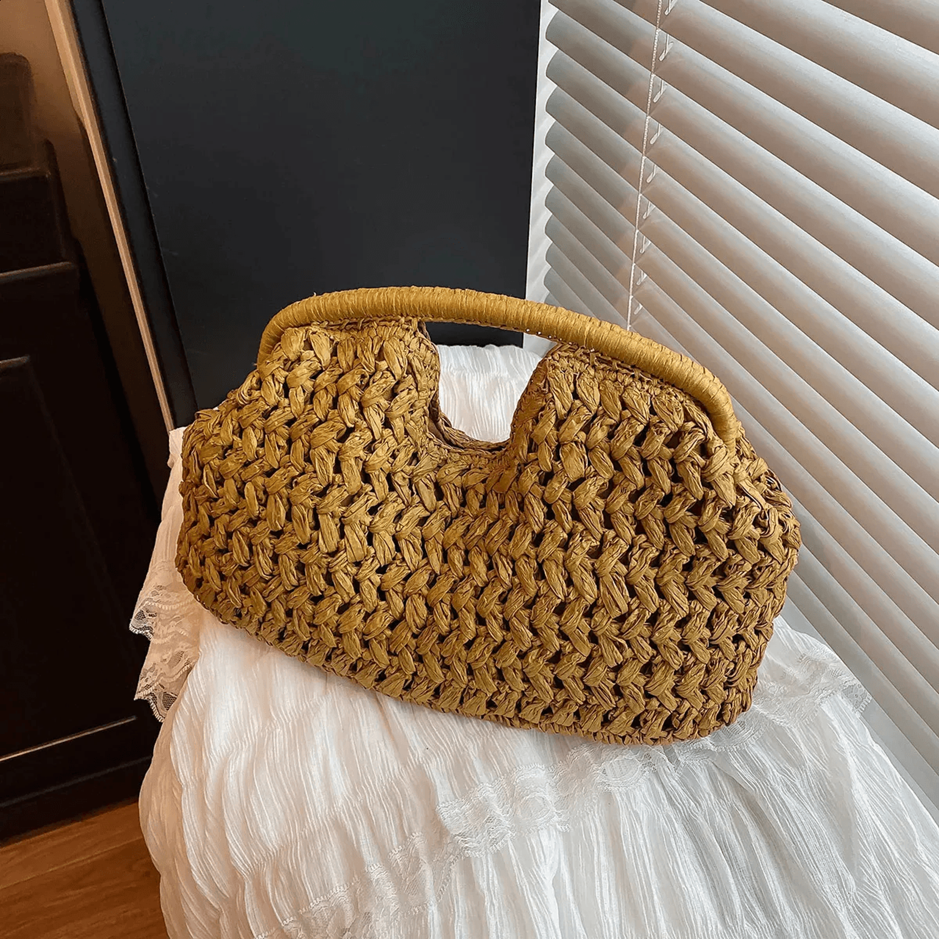 women straw shoulder bag lightweight woven summer beach purse
