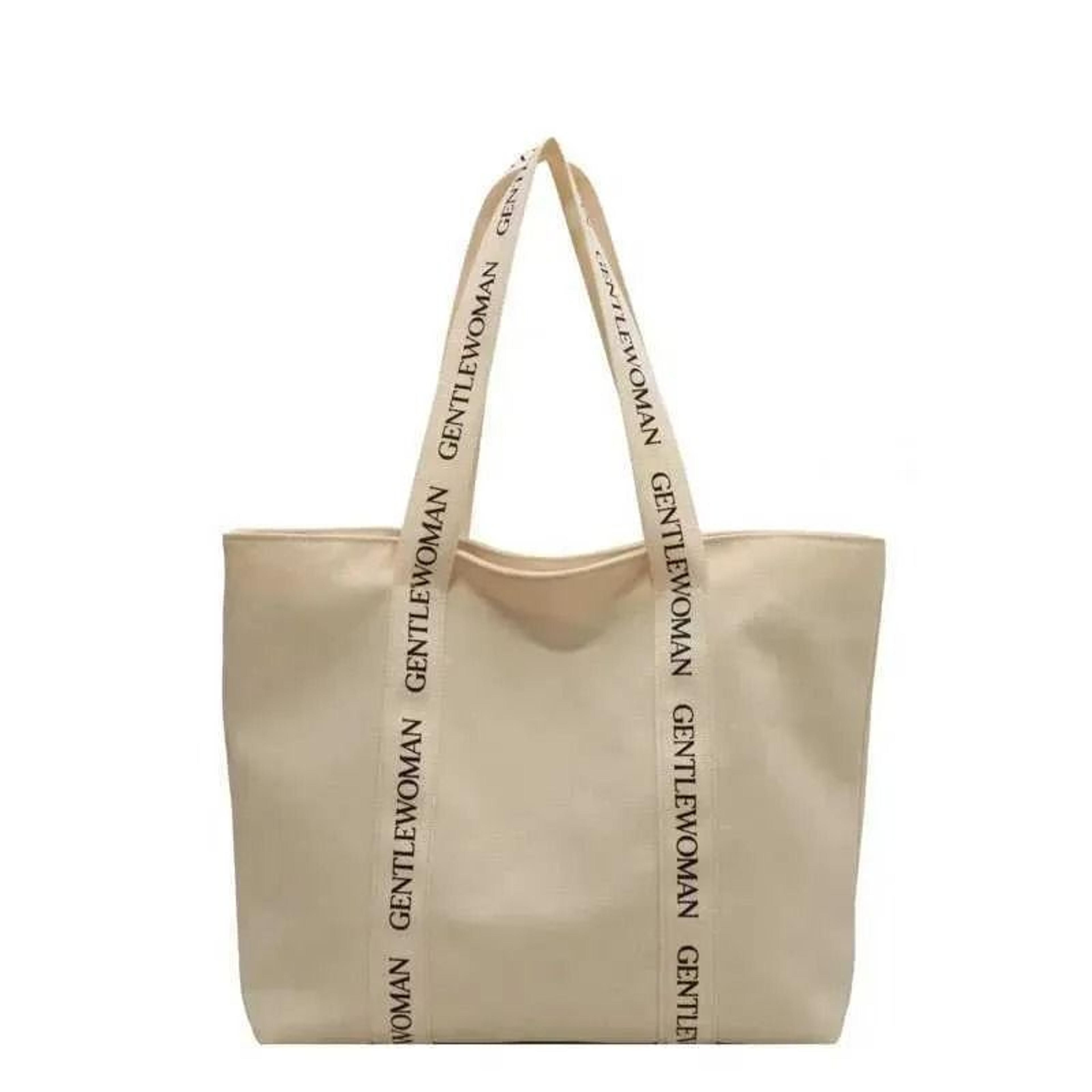 large canvas shoulder bag with zipper for women everyday shopping tote