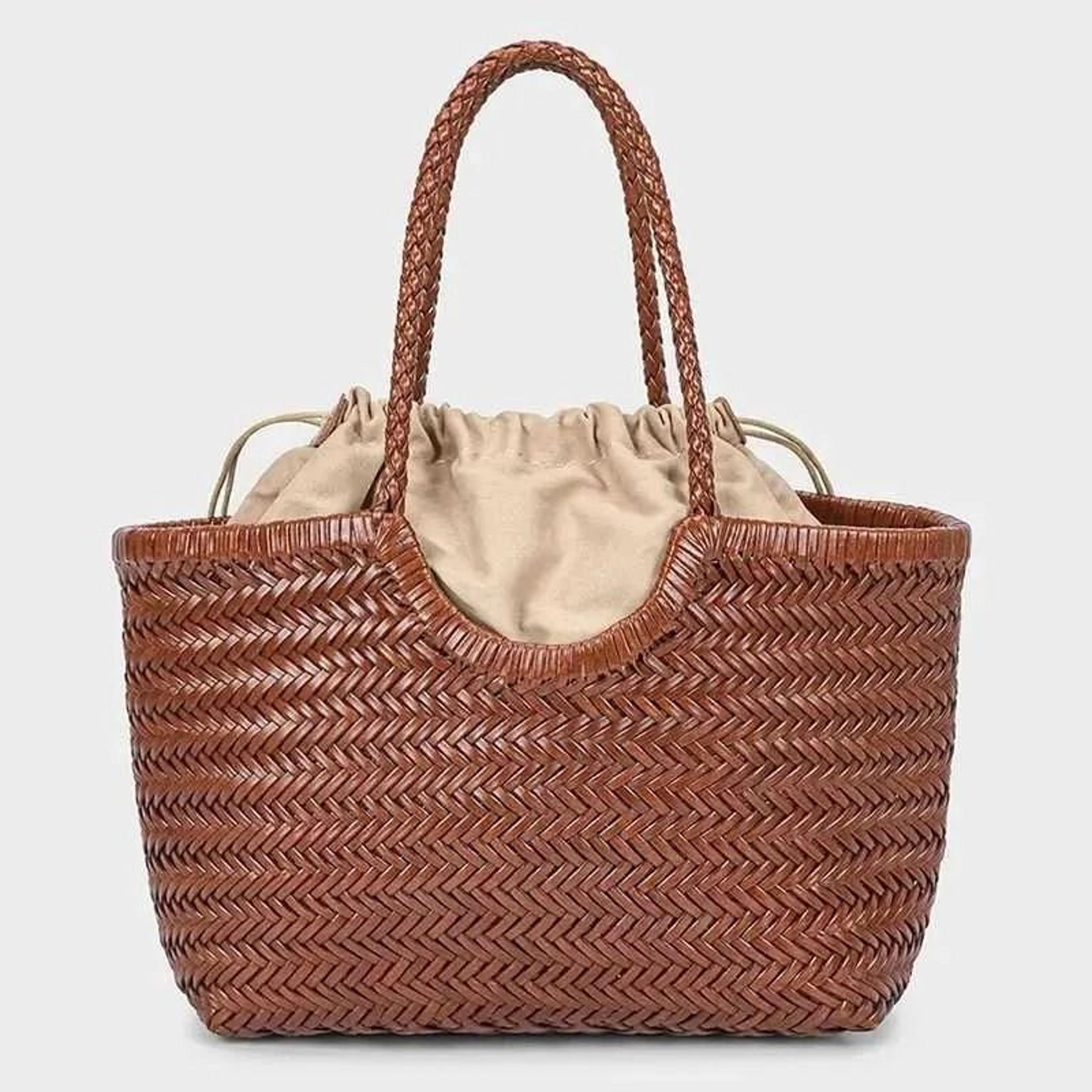 woven leather shoulder bag handmade basket handbag for women