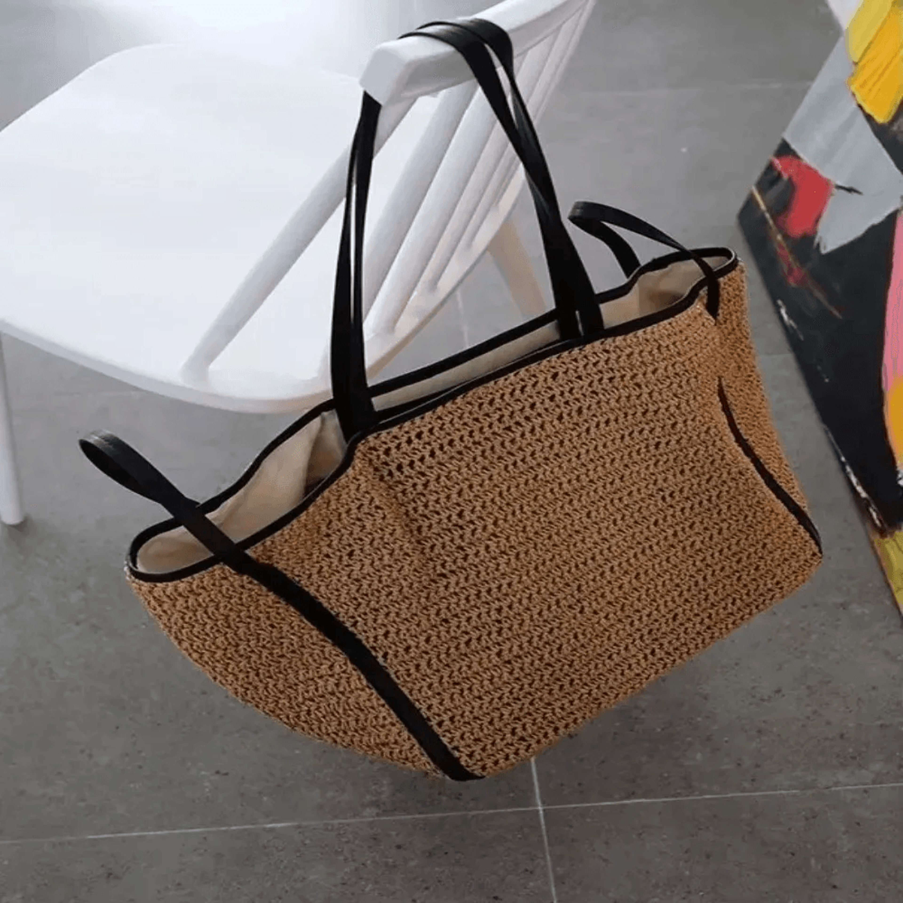 vintage straw woven shoulder bag large capacity summer beach tote