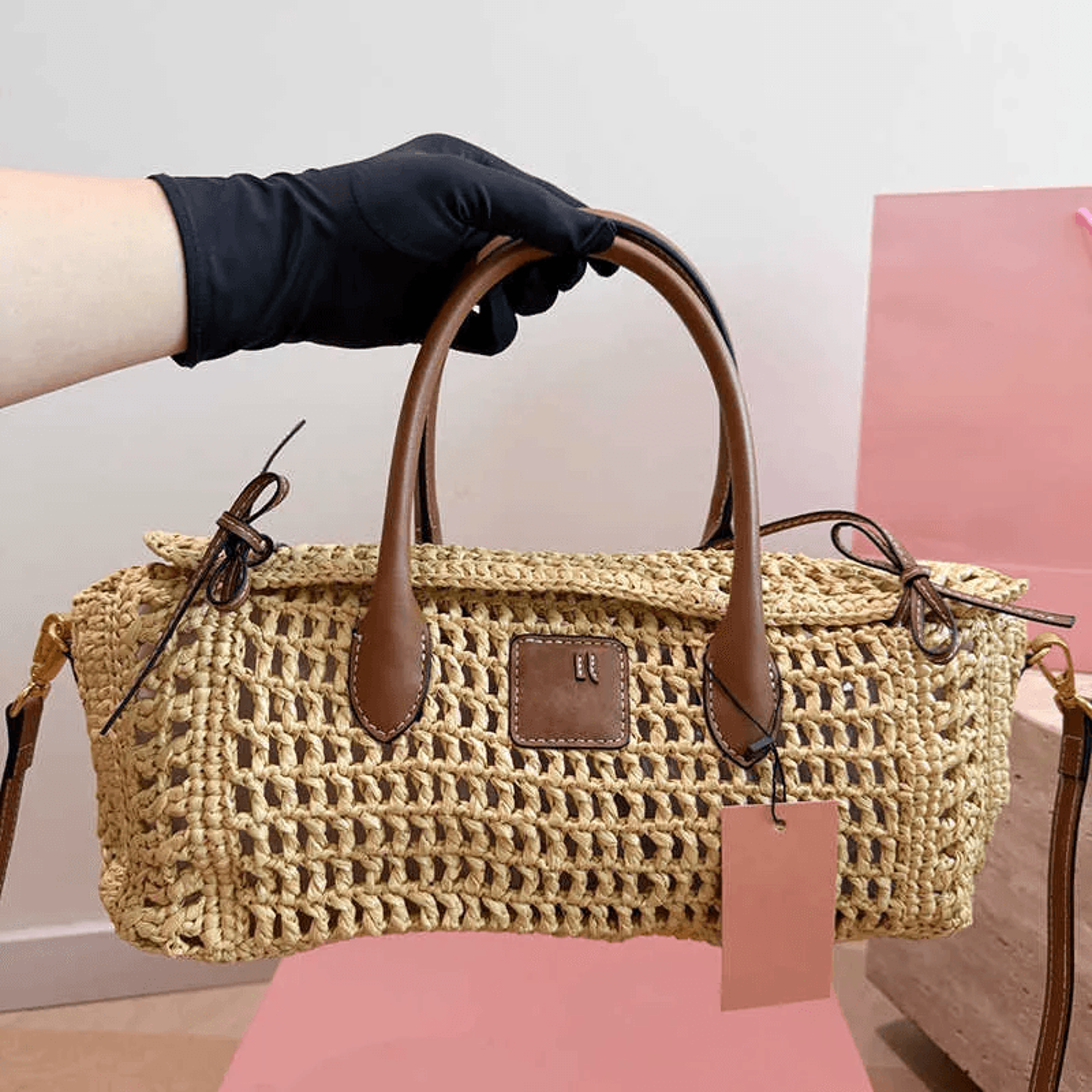 raffia beach tote bag hollow straw woven shoulder bag for women summer travel