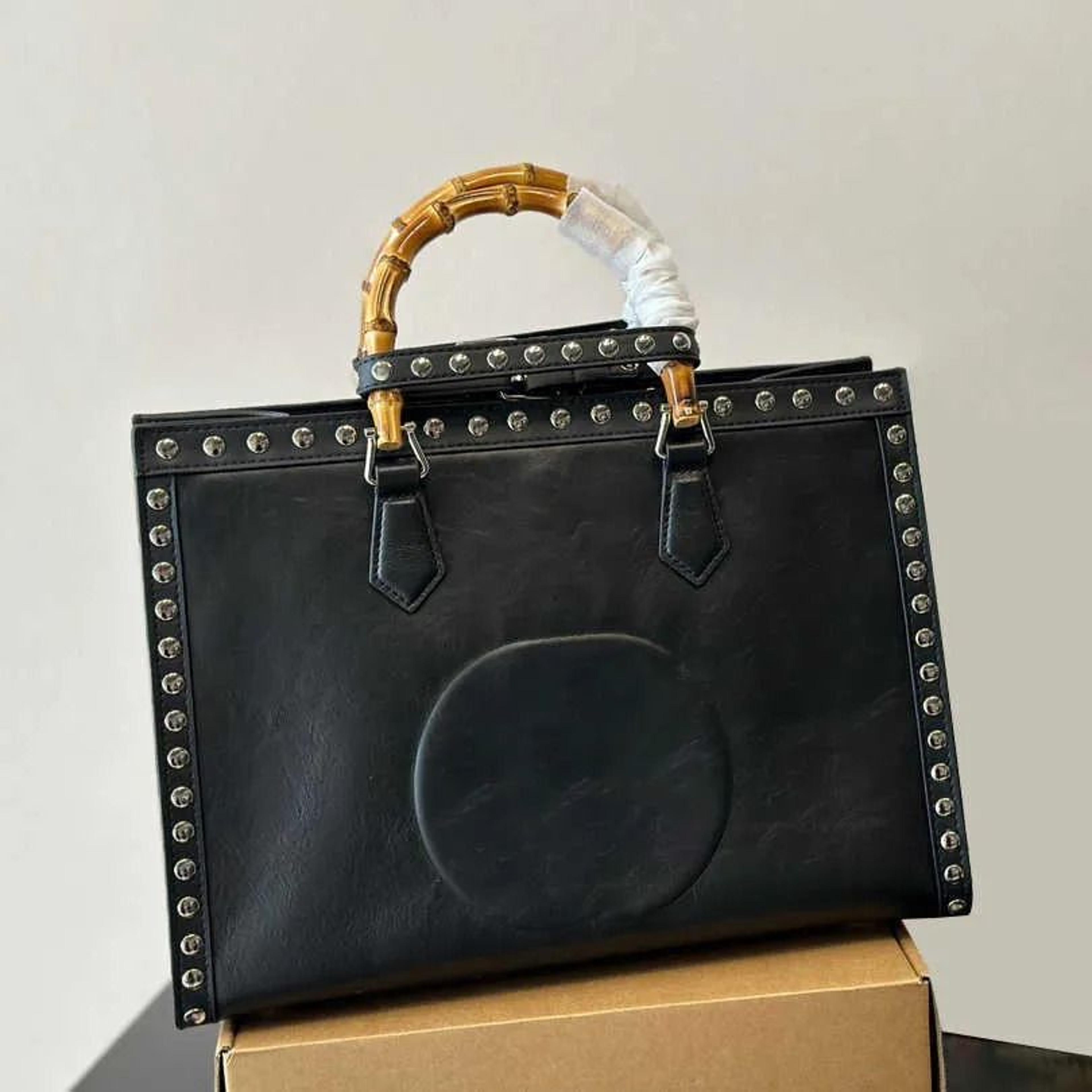 bamboo handle leather tote bag for women with crossbody shoulder strap