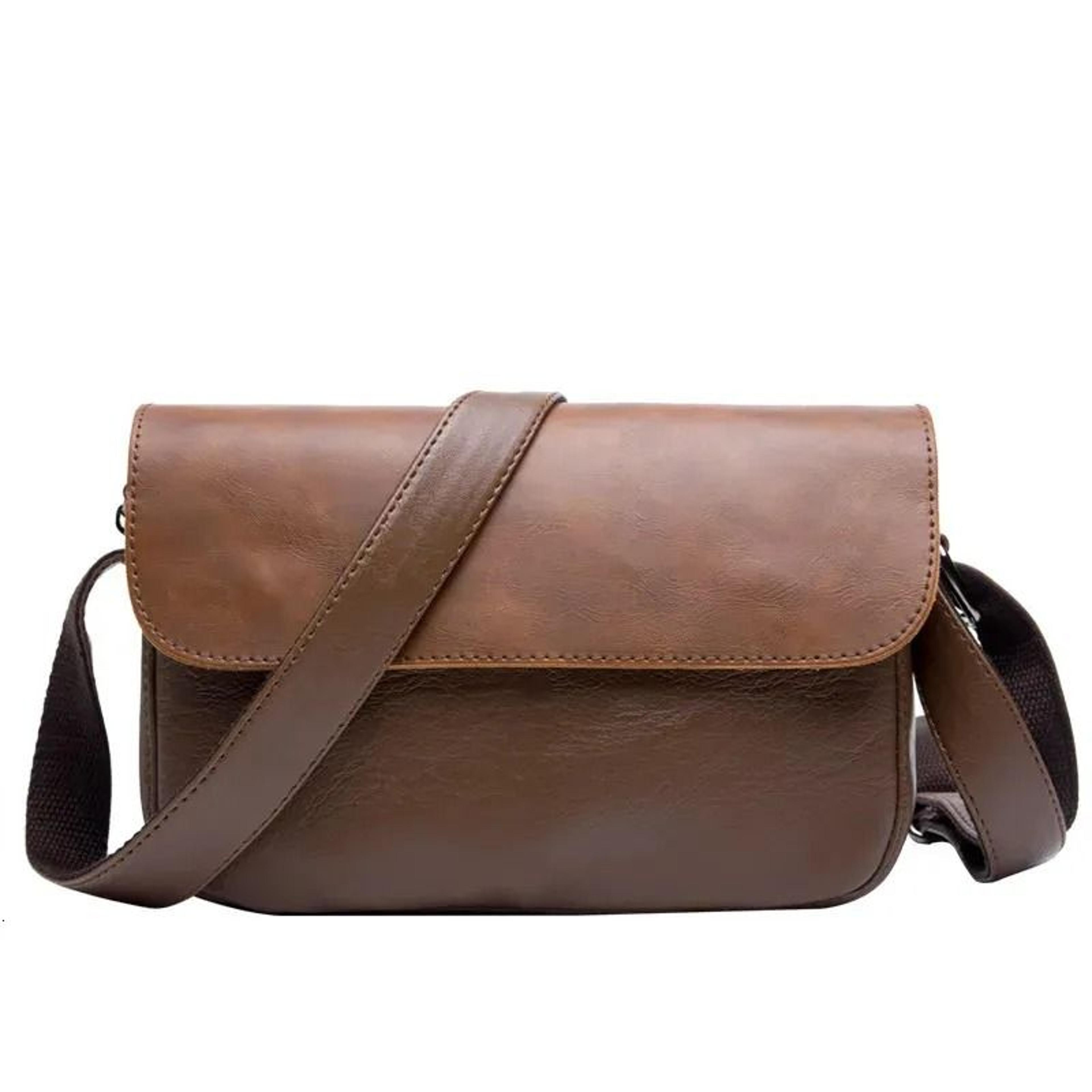 retro soft leather mens crossbody bag small flap messenger bag for men