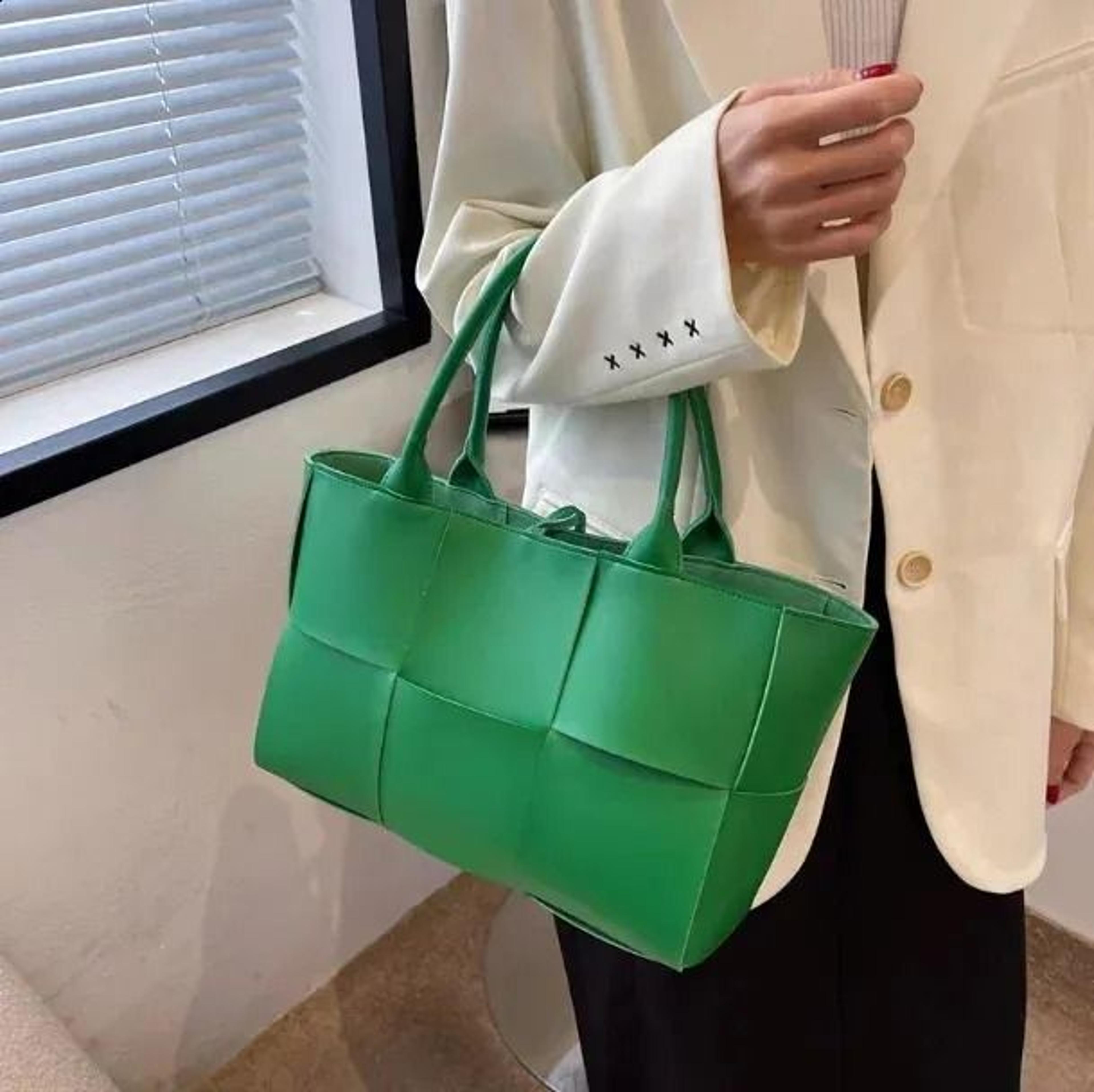 large woven leather shoulder bag for women top handle everyday handbag