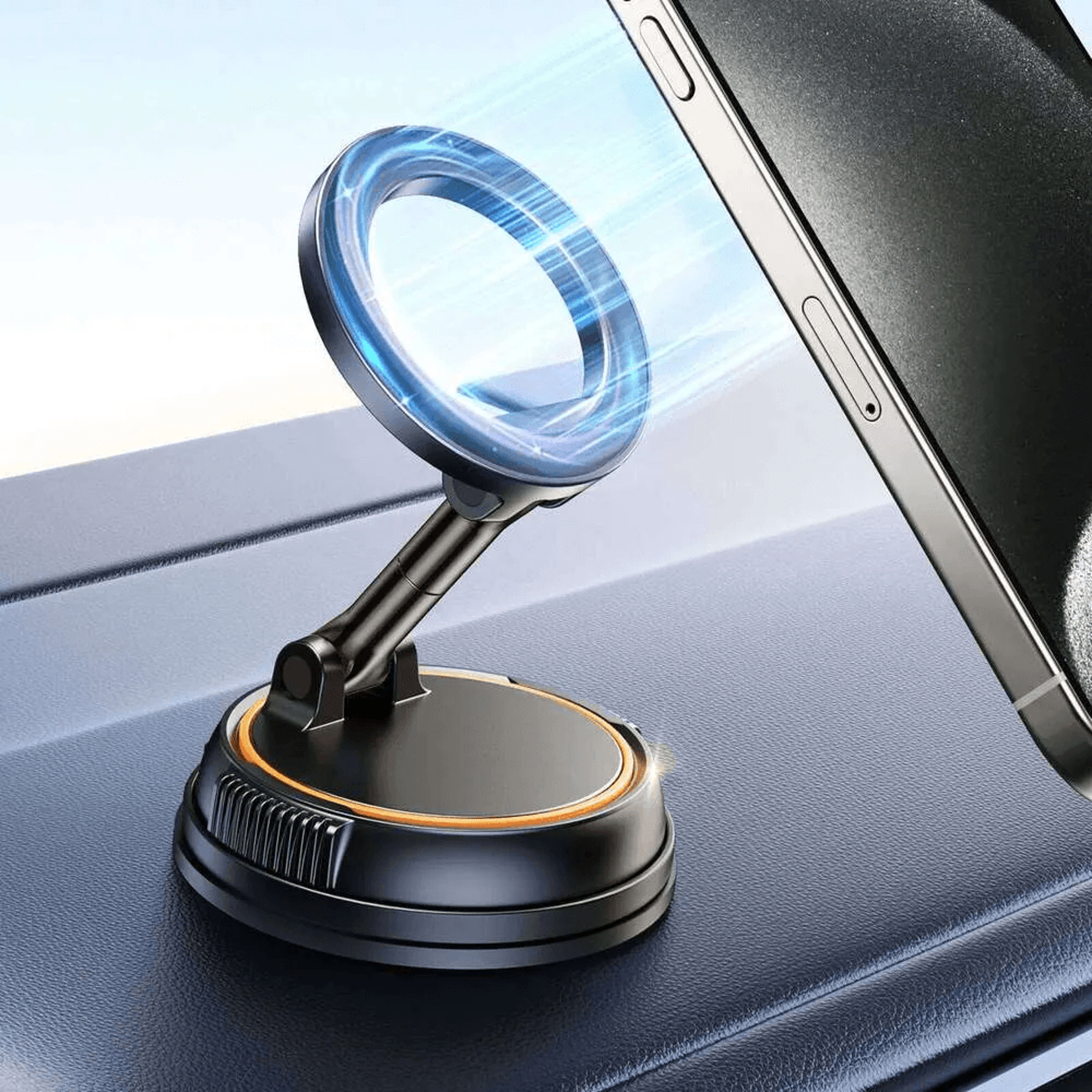adjustable magnetic phone holder foldable suction cup car mount