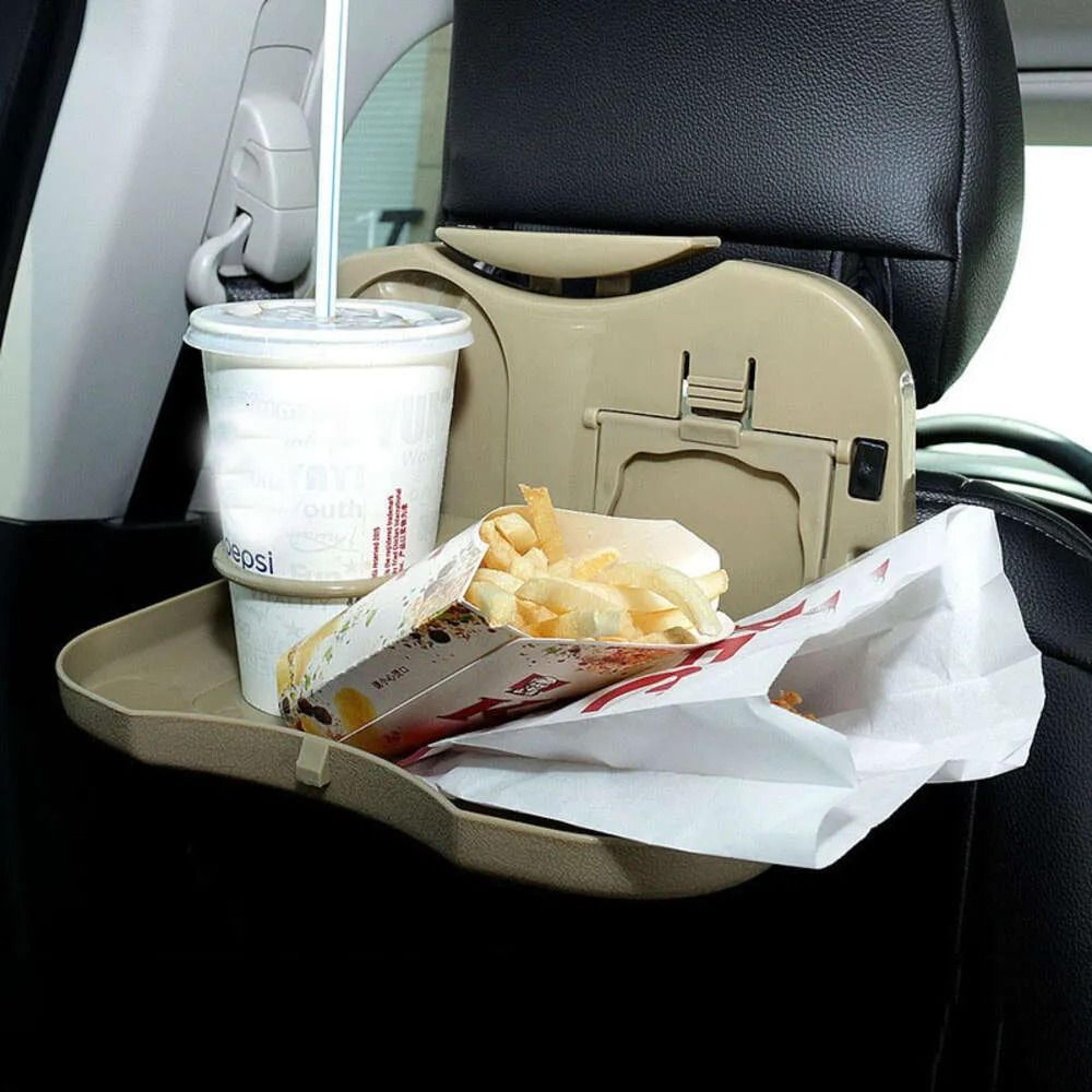 foldable car back seat tray universal food drink phone holder and storage organizer