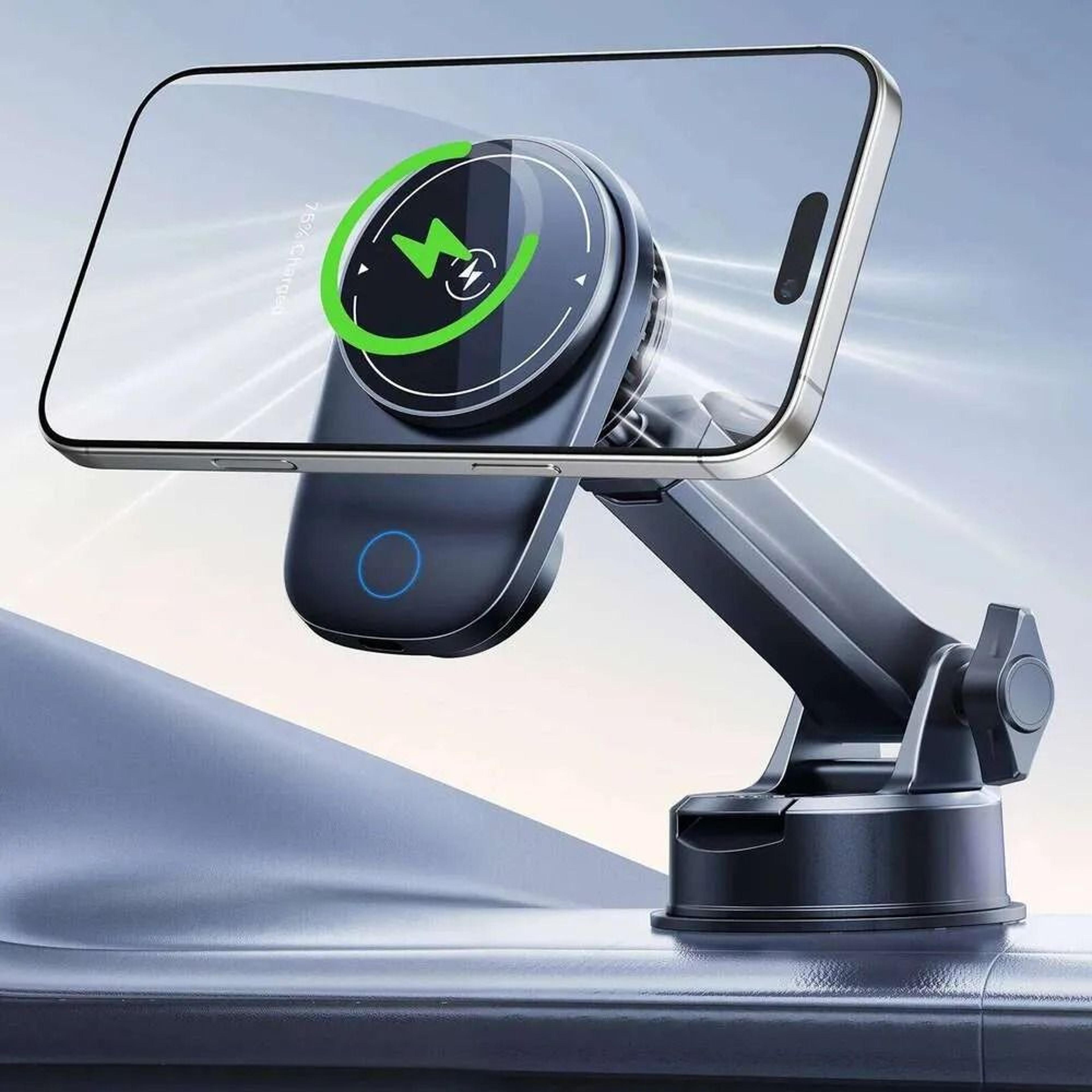 wireless car charger auto rotate suction cup car phone mount