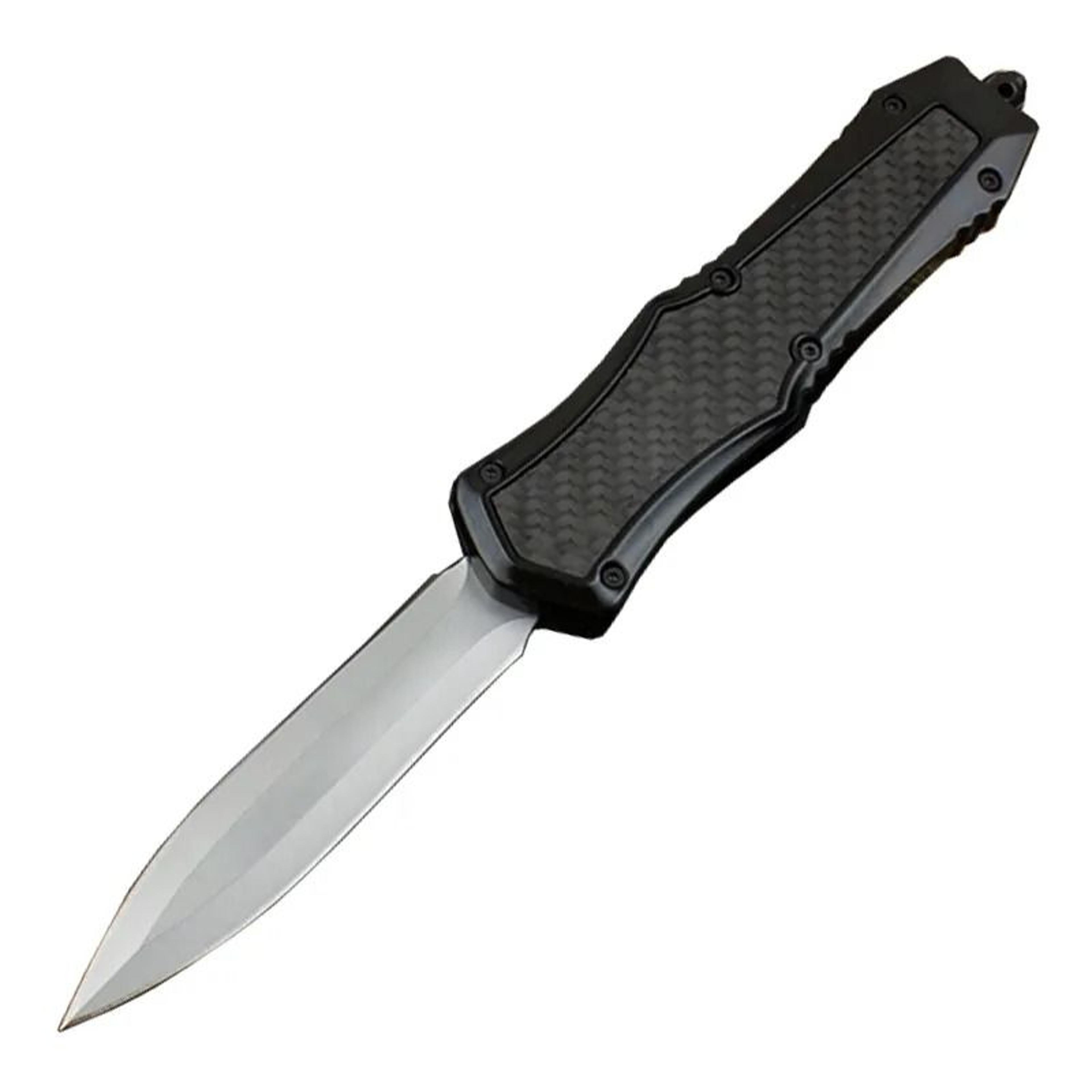 outdoor edc knife with stonewash spear point blade and alloy handle