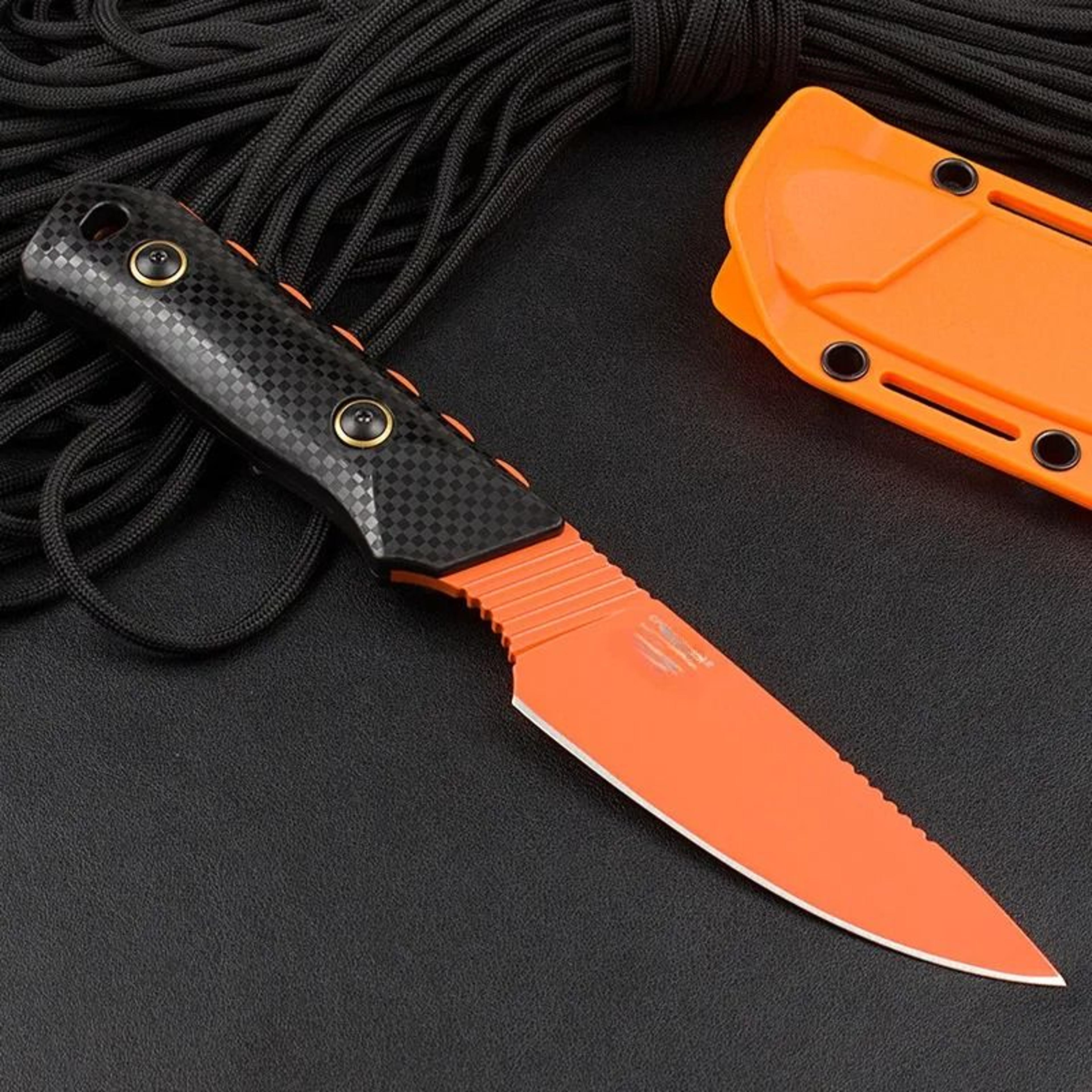 steel fixed blade knife stonewash outdoor knife with boltaron sheath
