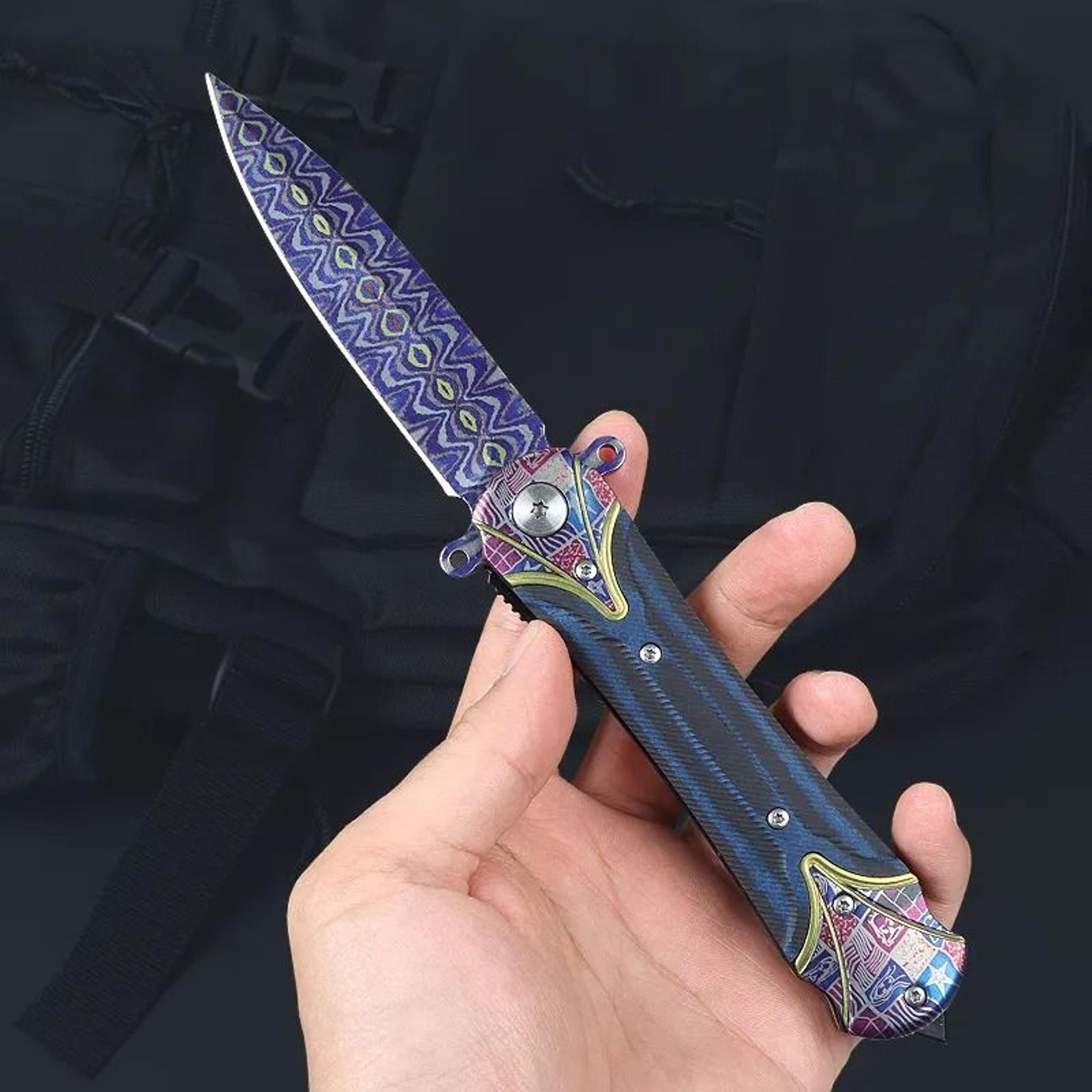 flipper folding pocket knife with steel handle for edc and camping