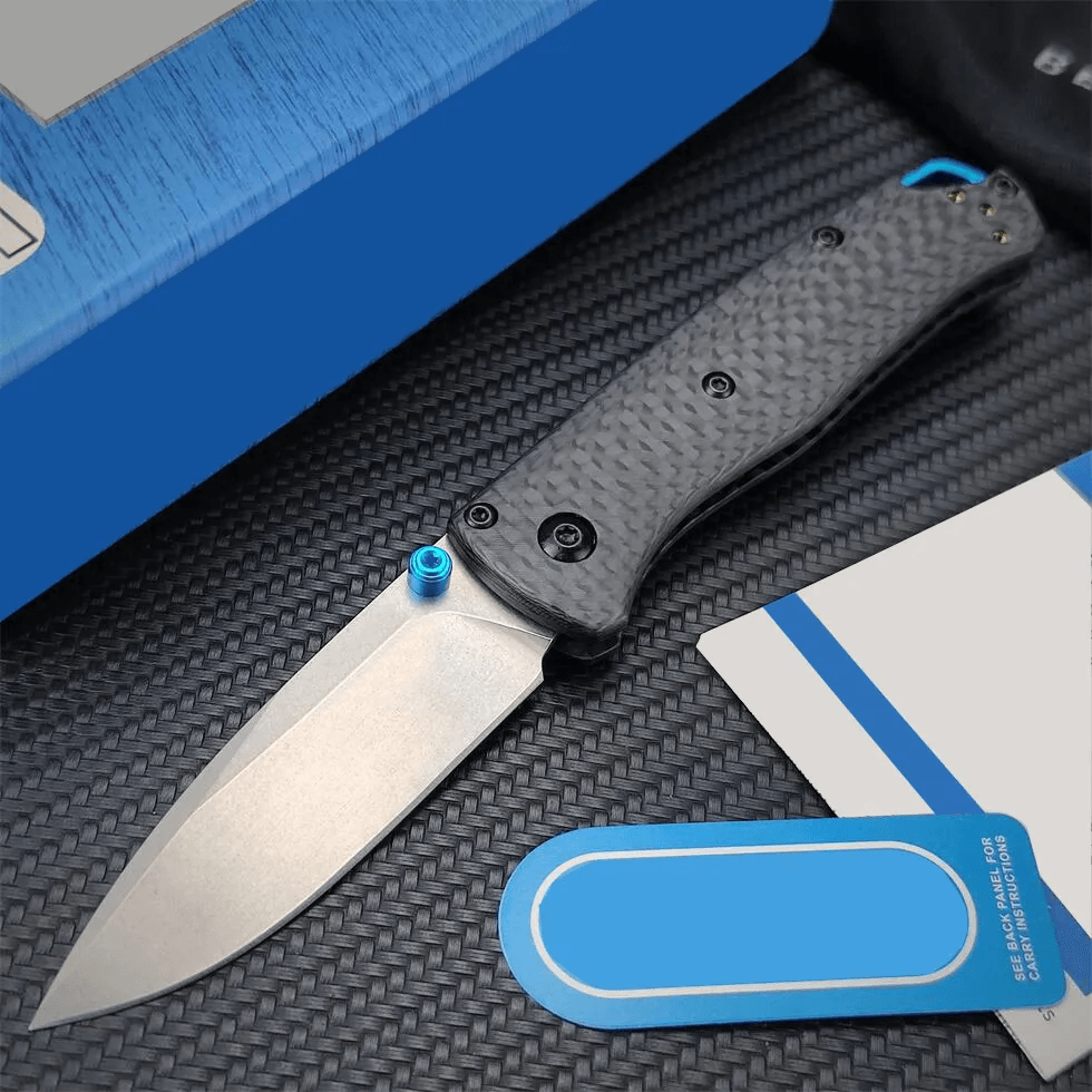mini folding pocket knife with carbon fiber handle blade