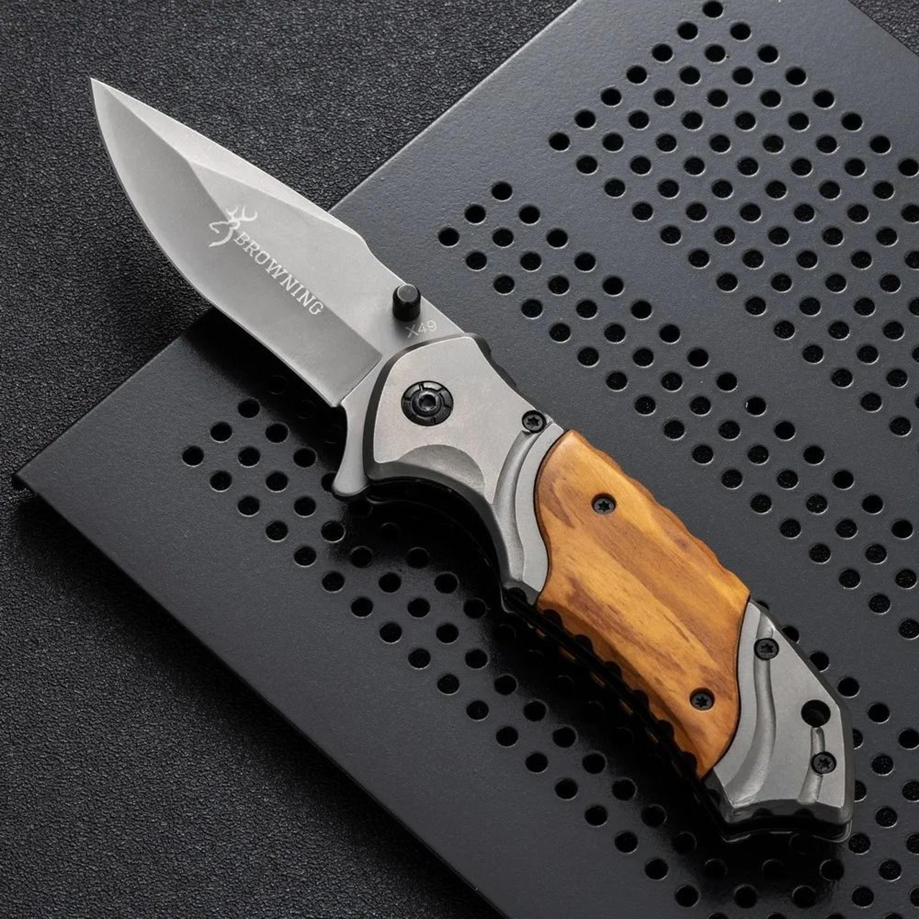 wooden handle folding pocket knife for camping outdoor survival and everyday utility