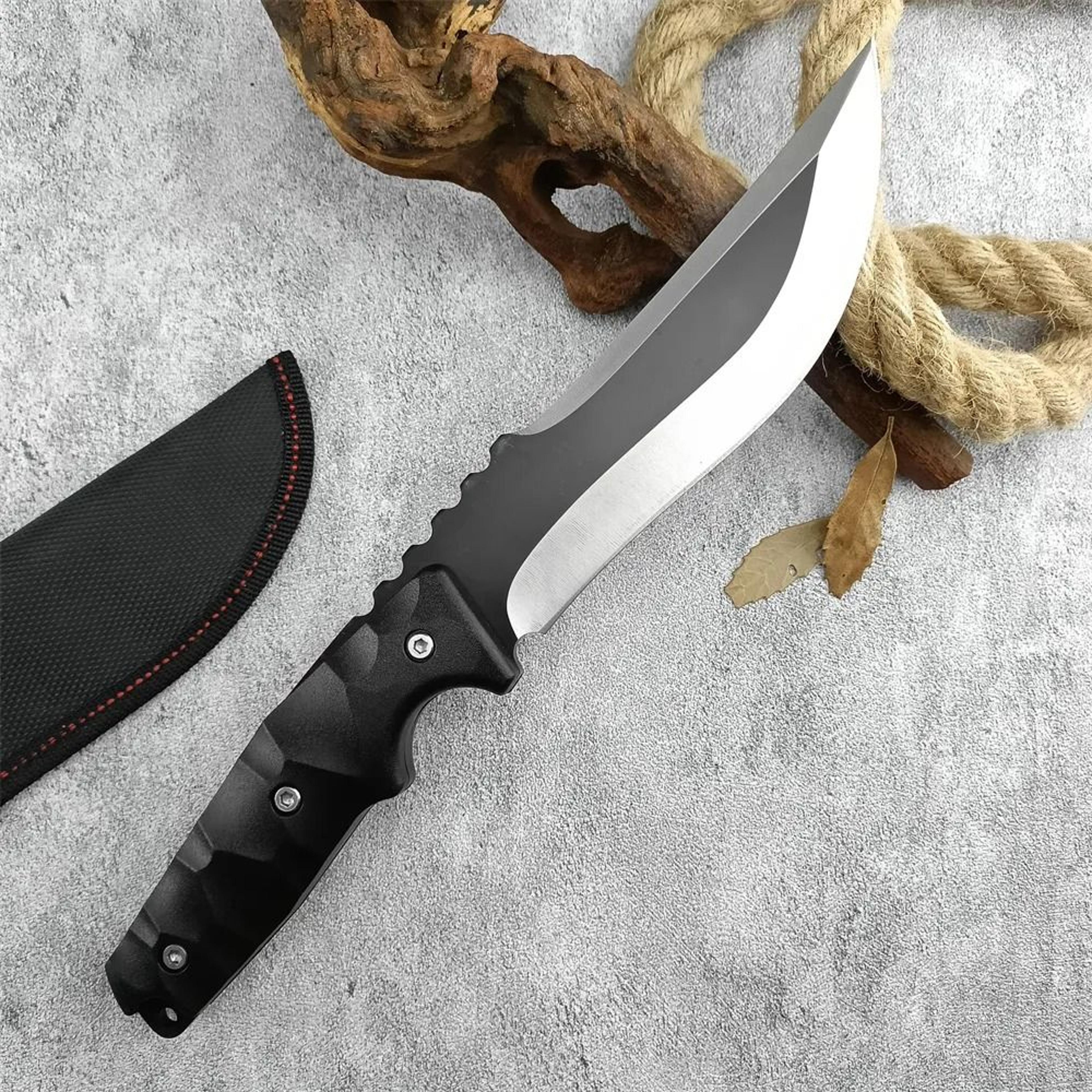 fixed blade hunting knife with nylon fiber handle for outdoor bushcraft