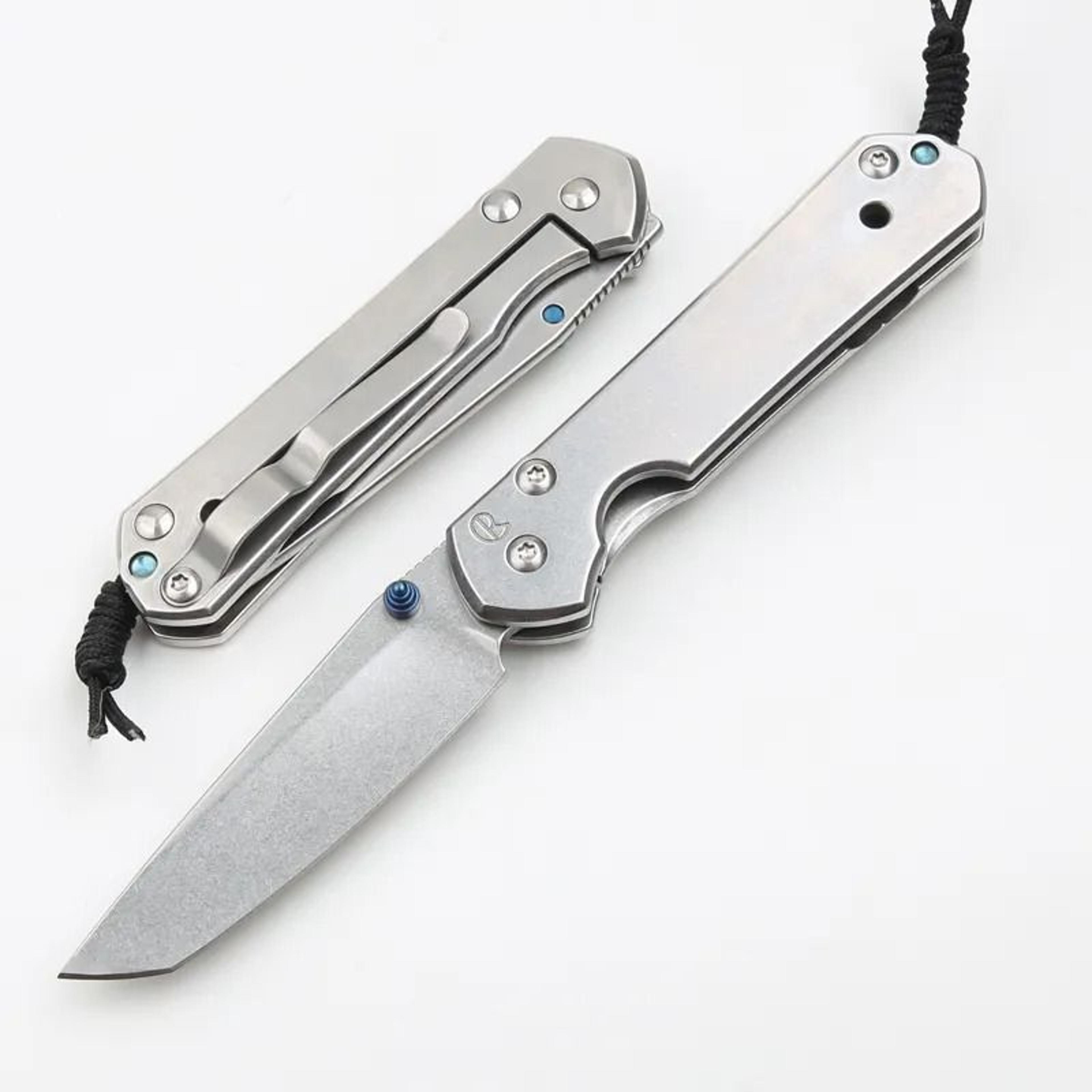 compact tanto folding edc pocket knife with stonewashed blade and steel handle