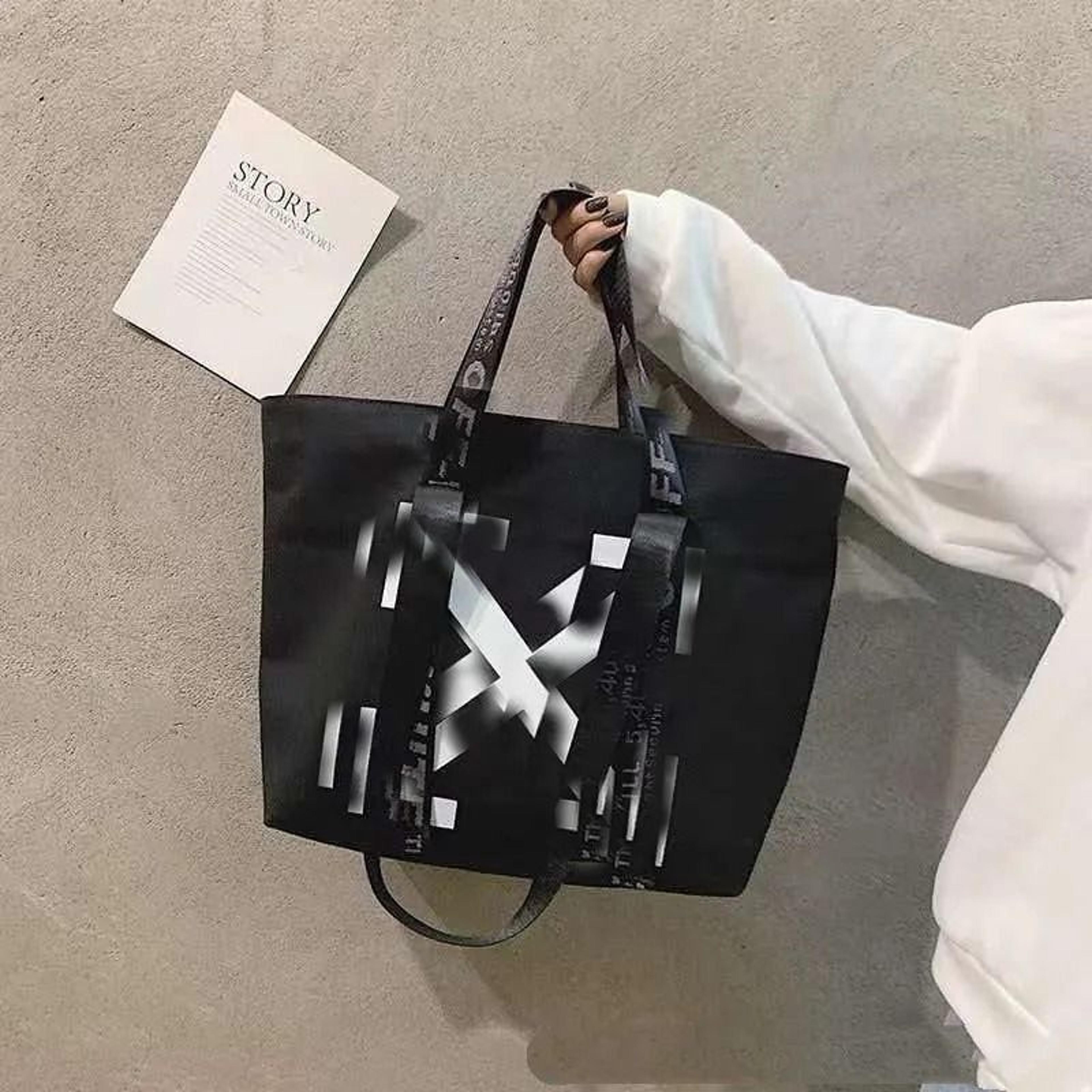 street style letter print canvas tote bag large capacity shoulder handbag
