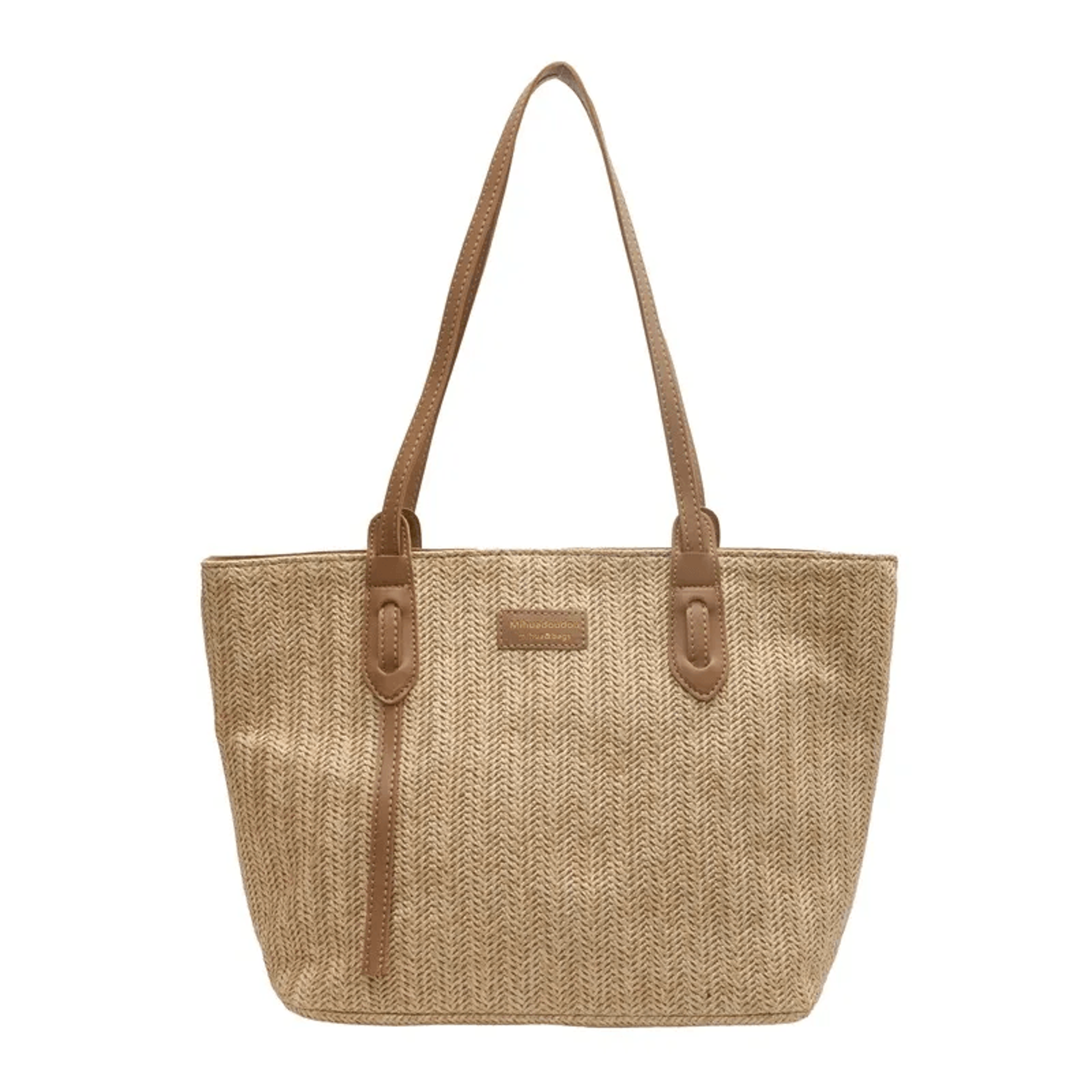 large capacity woven tote bag for women casual commuter shoulder handbag