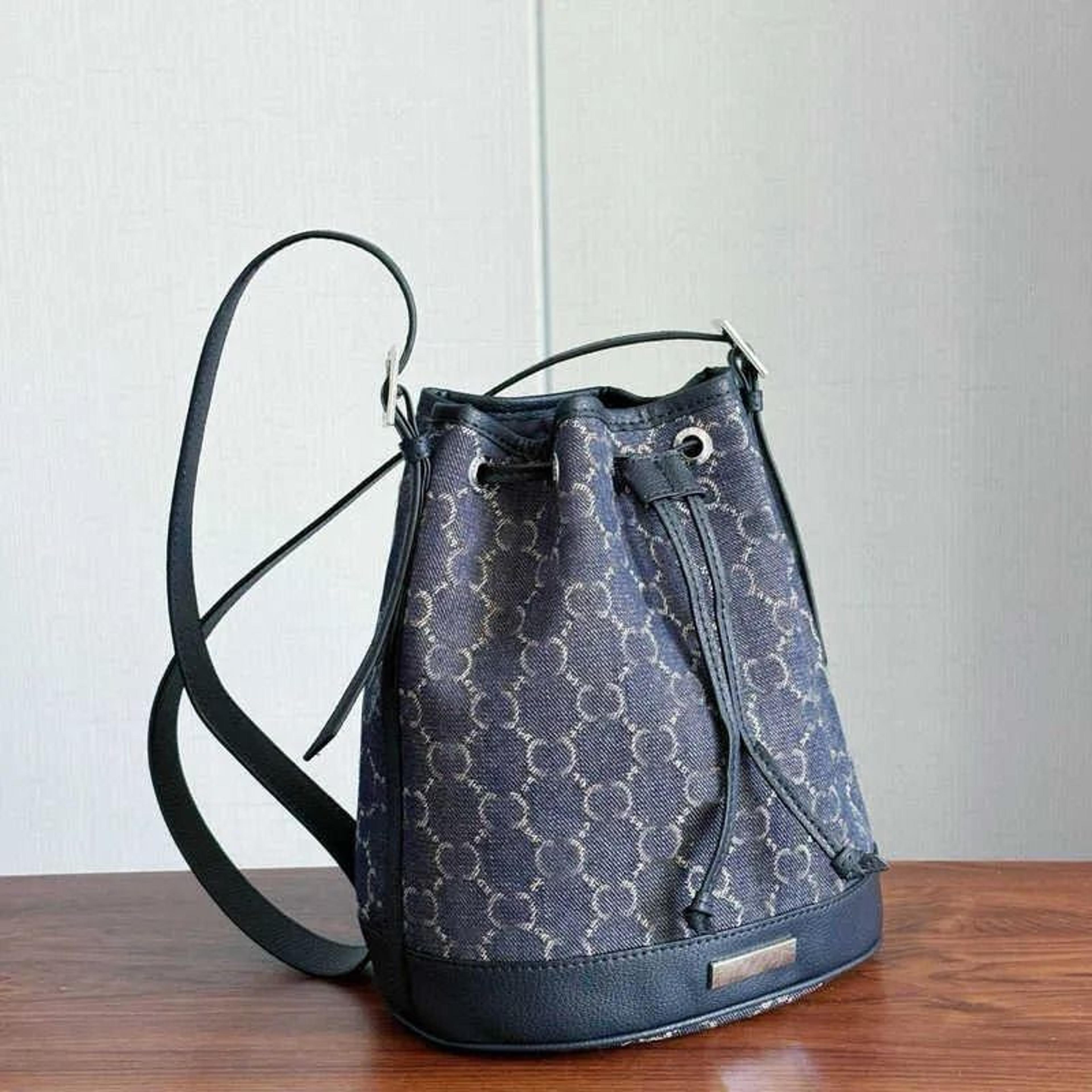 vintage pattern bucket shoulder bag womens drawstring crossbody purse