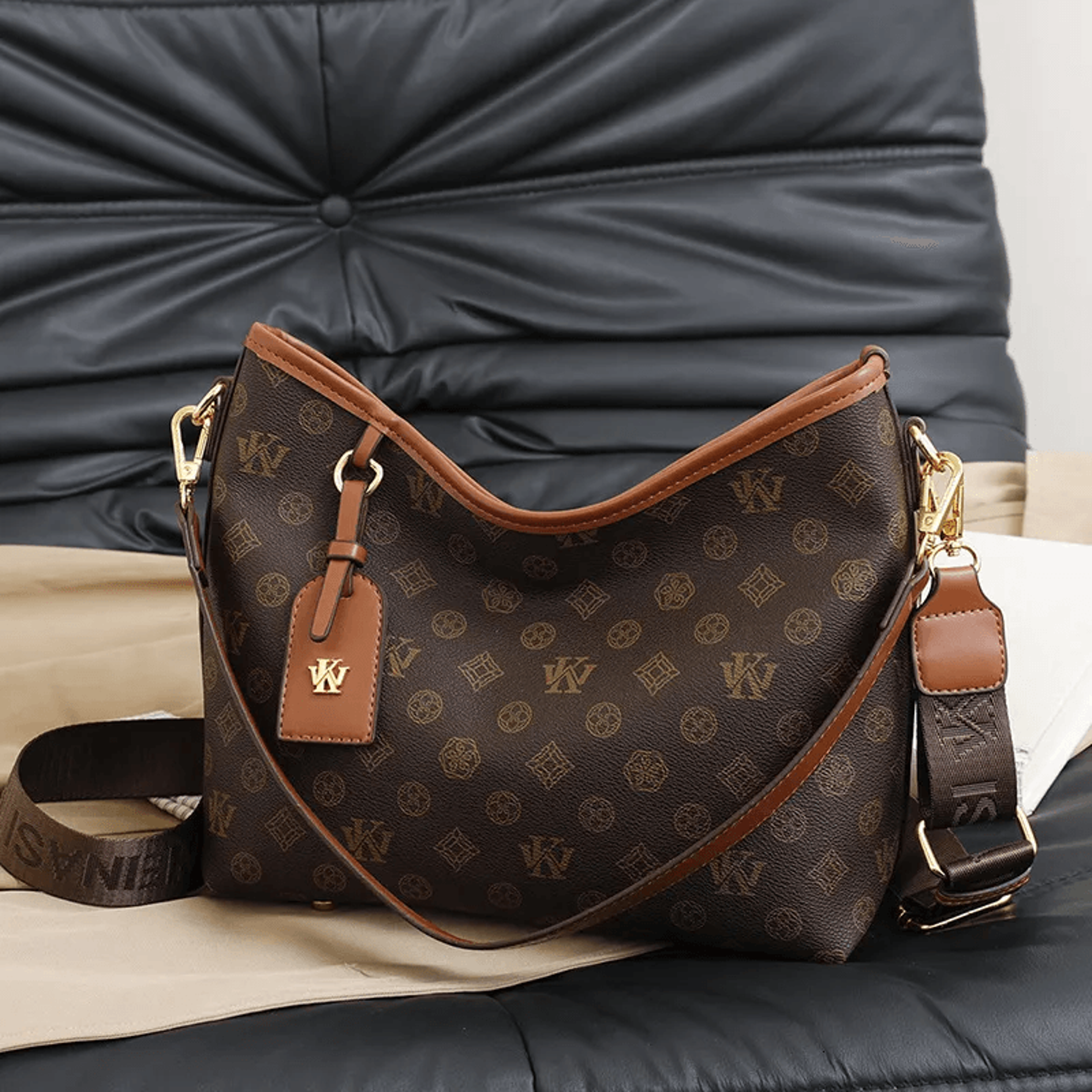 soft pu leather flap shoulder bag with zipper closure and cell phone pocket
