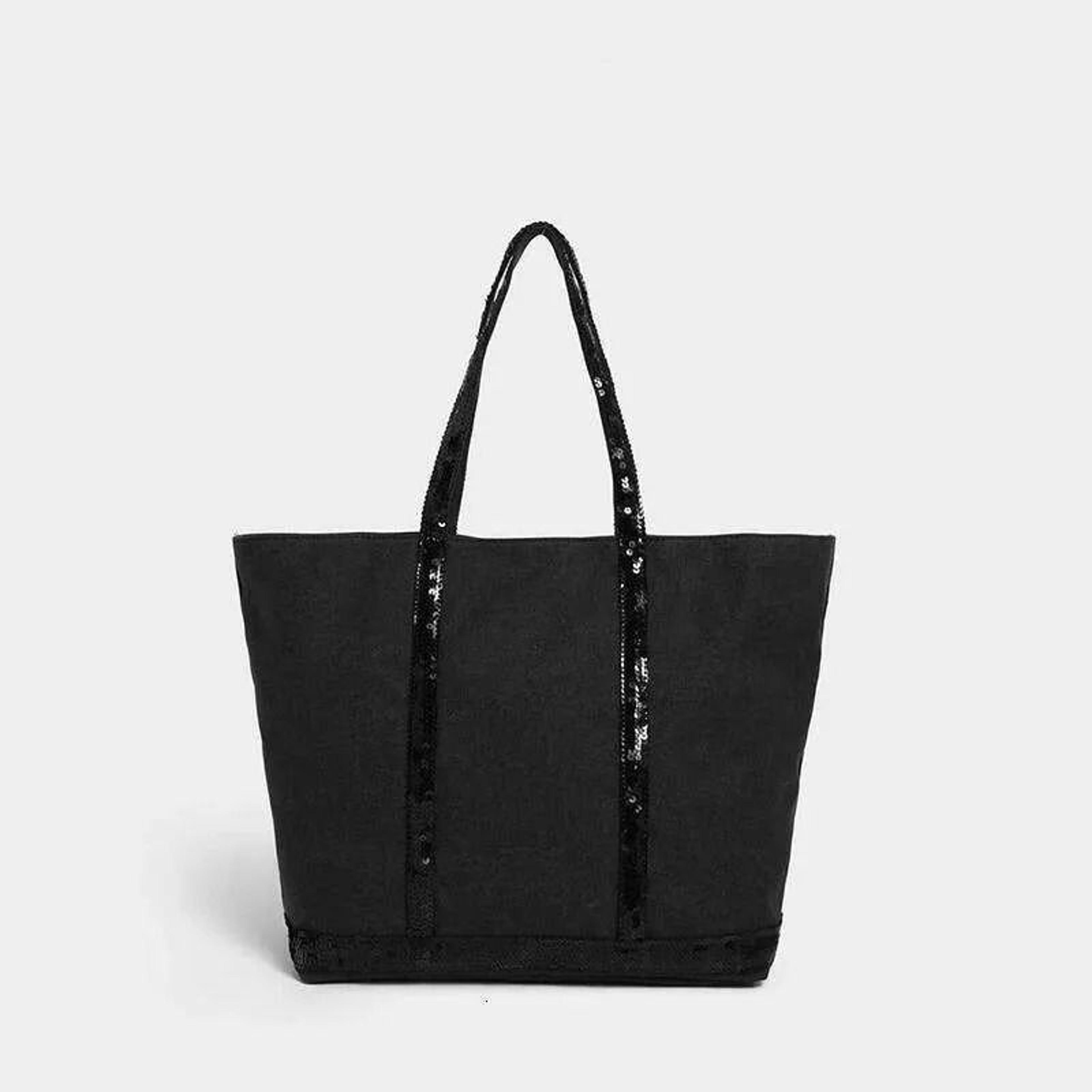 womens retro canvas crossbody tote bag with sequin accents and zipper closure