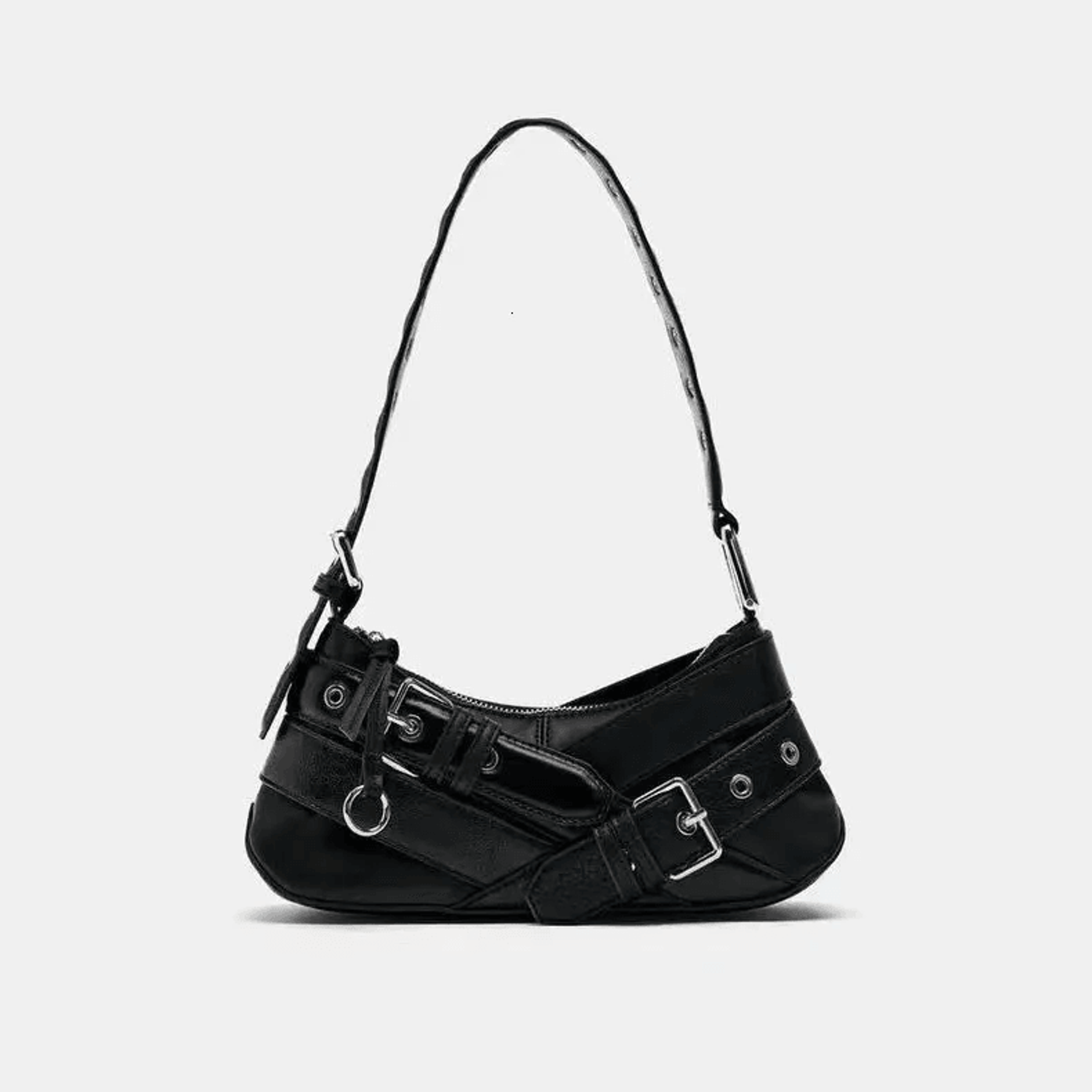 women's barrel shoulder bag with hasp closure and lace detail