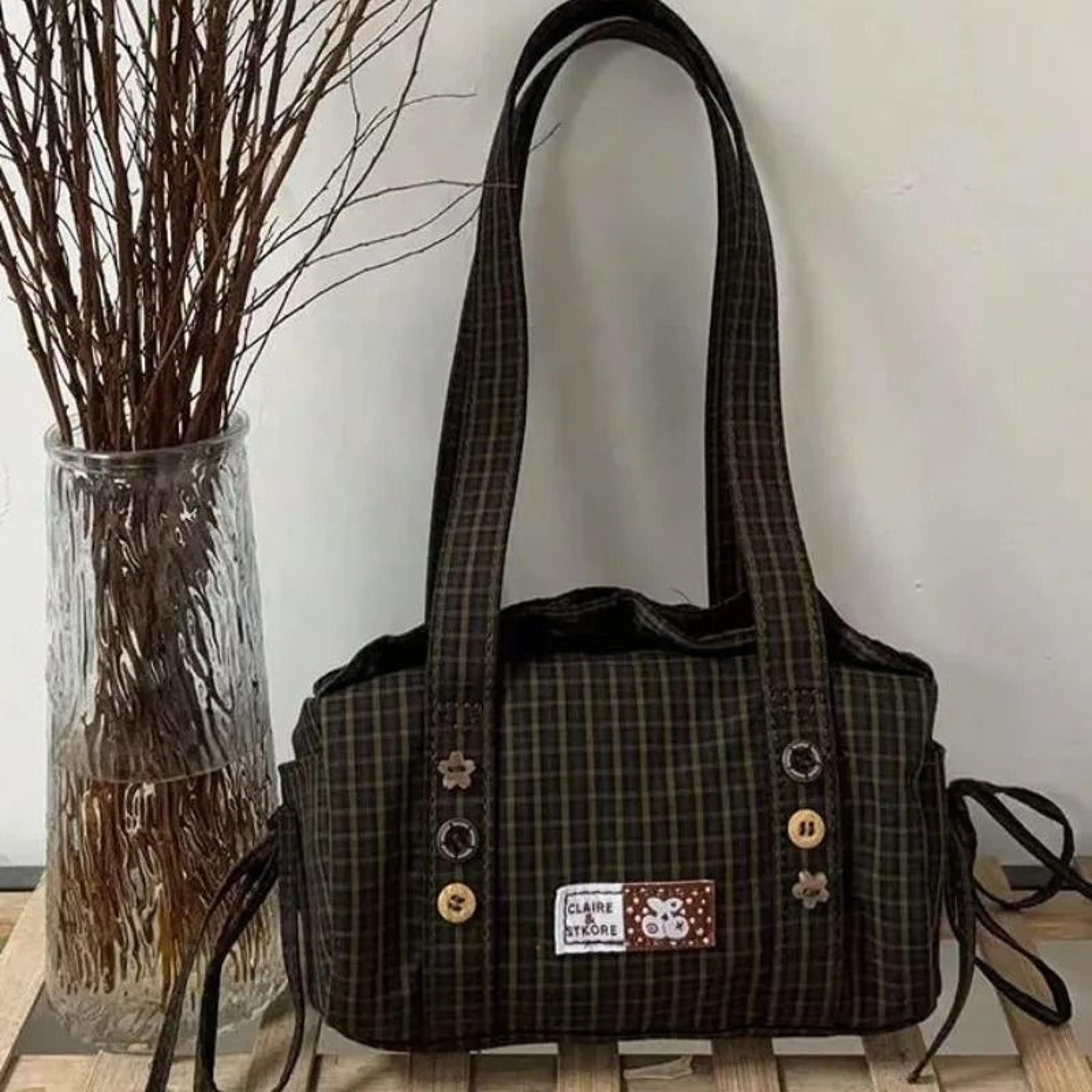 large capacity orange plaid shoulder crossbody tote bag for women