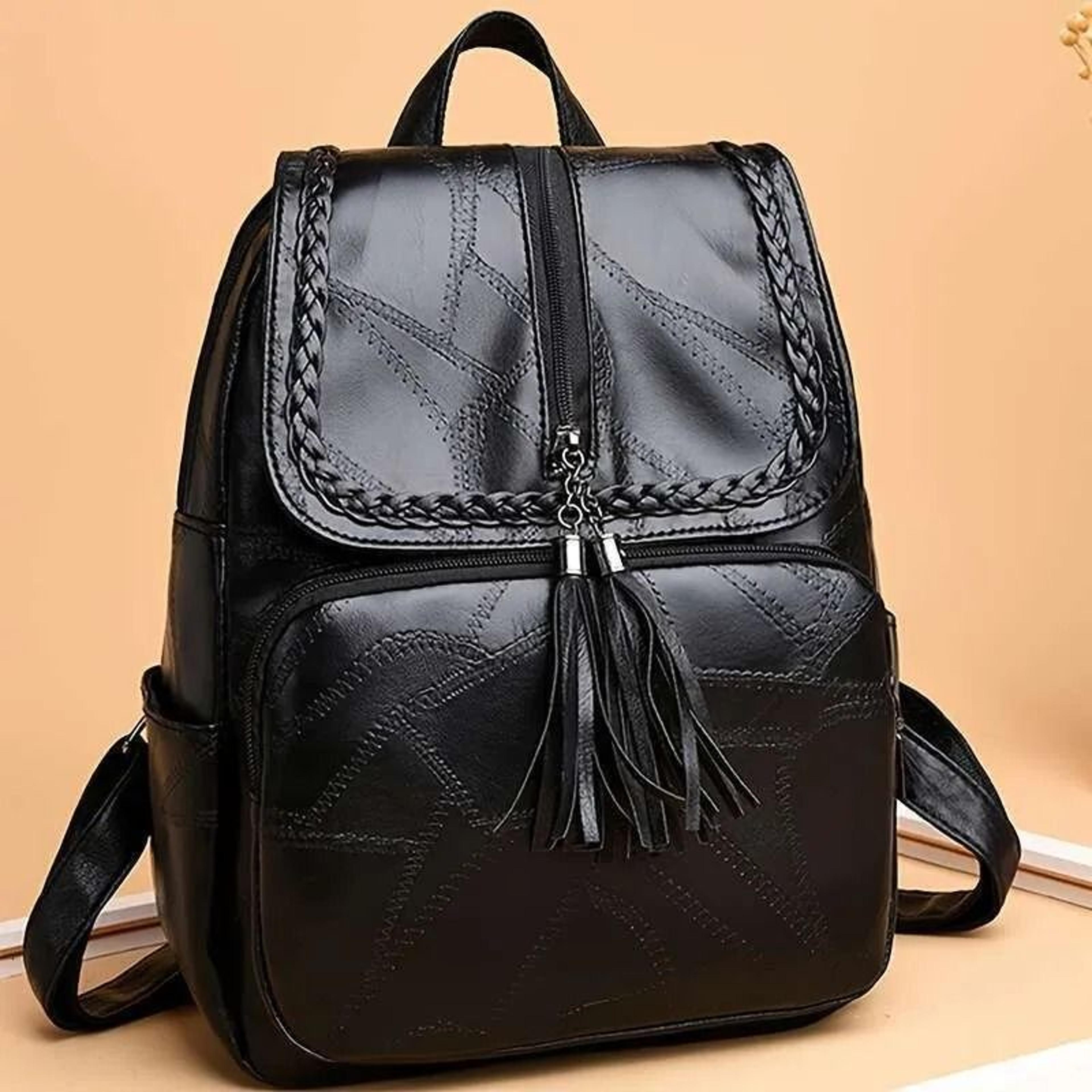 women soft pu leather travel backpack with adjustable straps and laptop sleeve