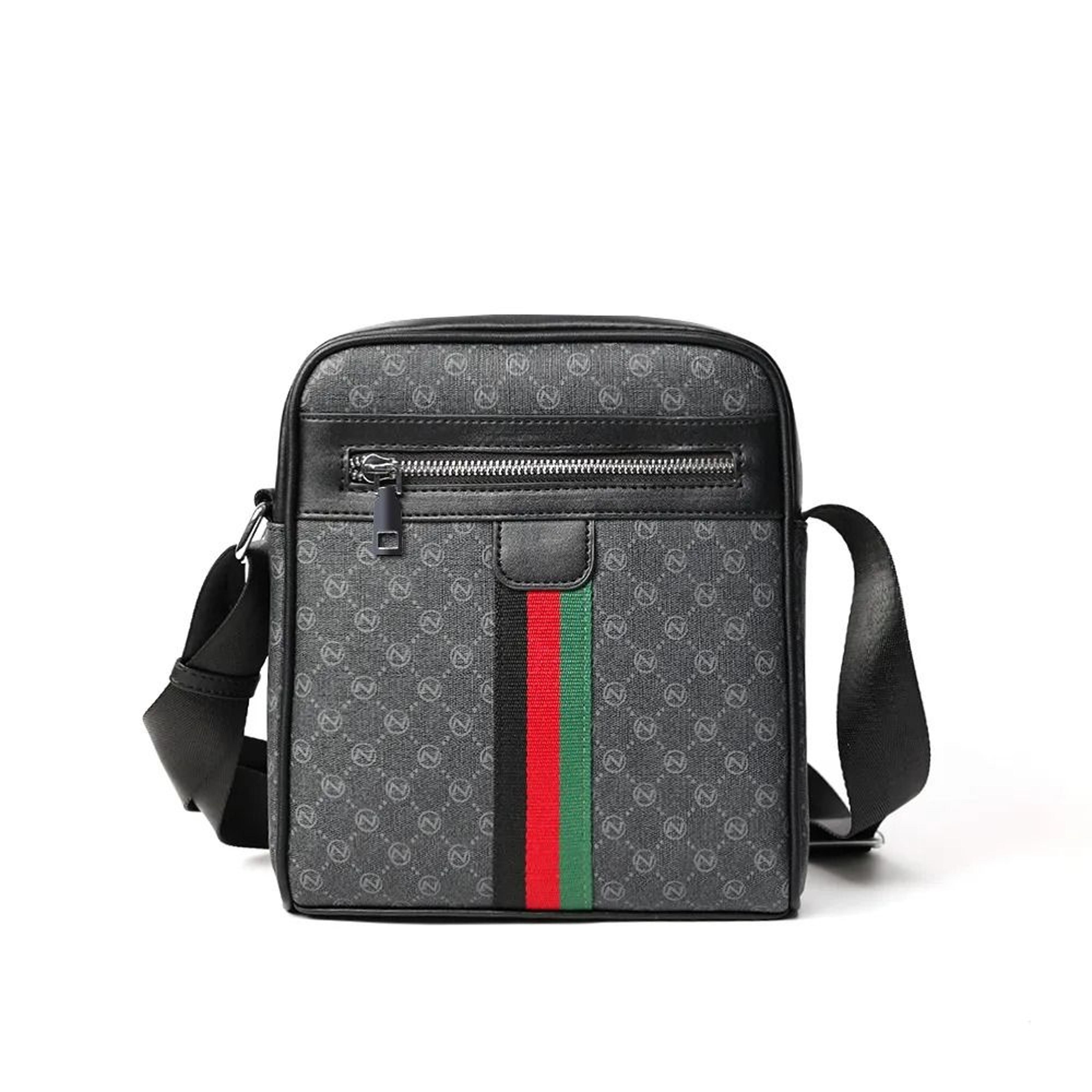 men small pu crossbody bag with wide shoulder strap and zipper closure