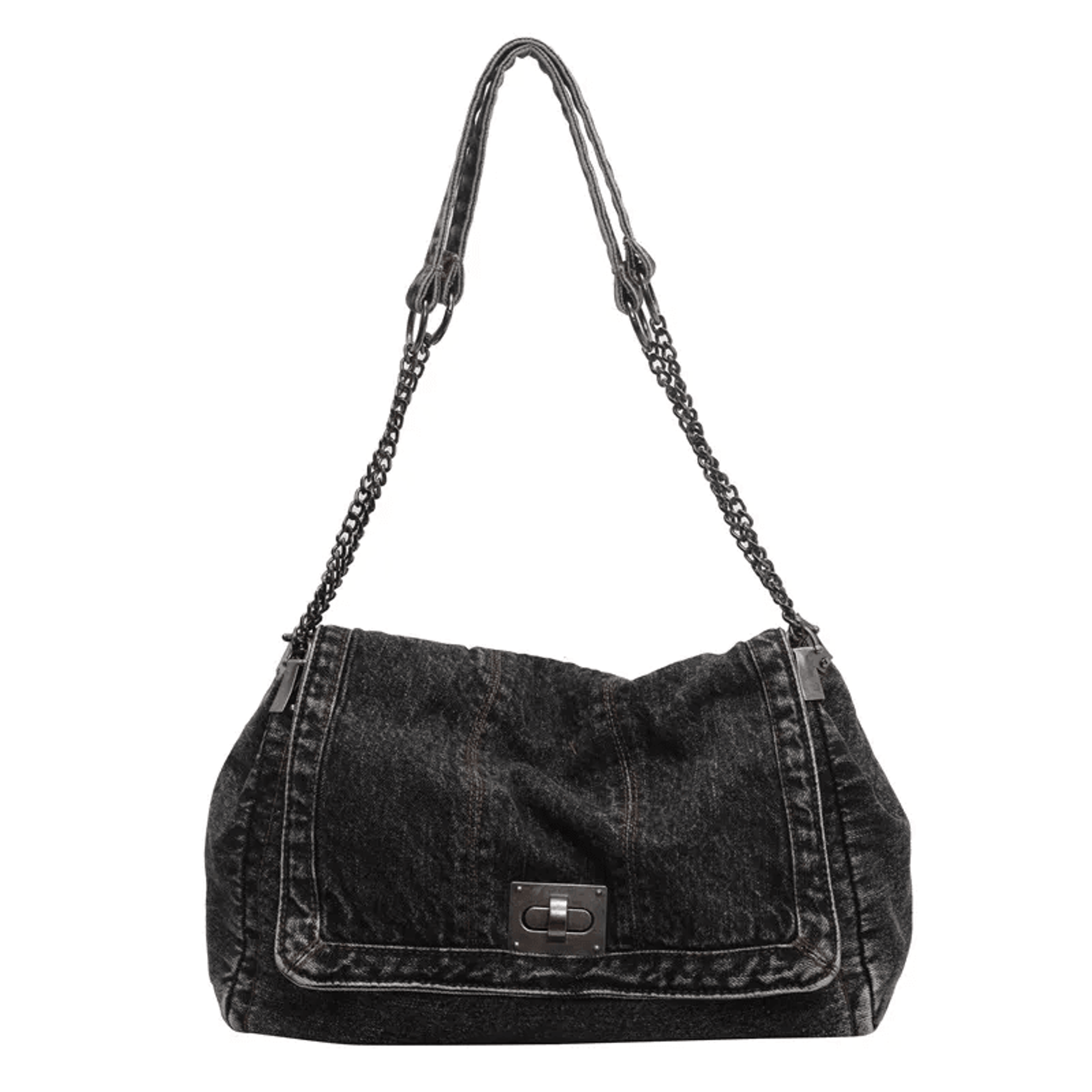 womens canvas shoulder bag with sequined detail zipper and hasp closure