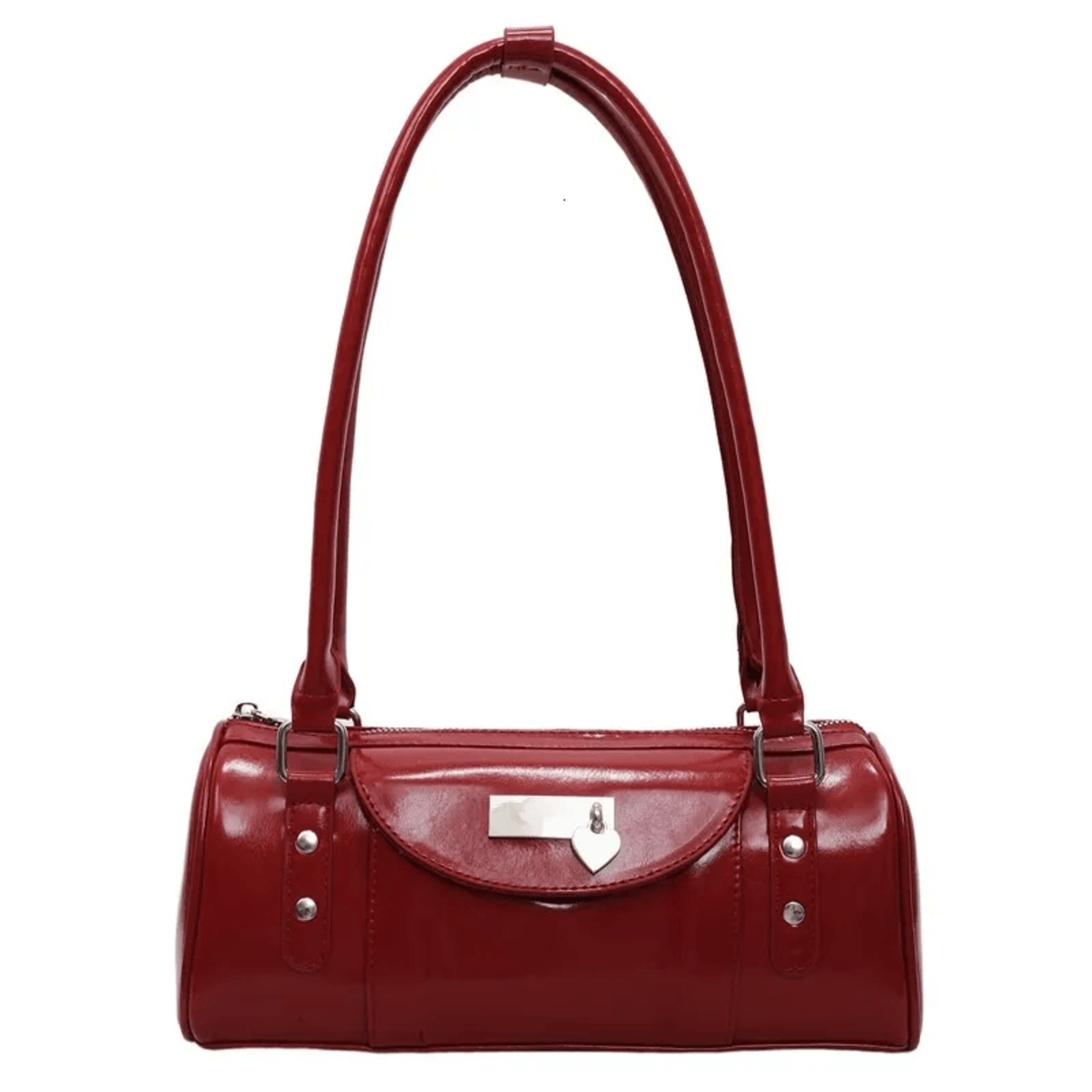pu half moon tote bag with sequin detail and zipper hasp closure