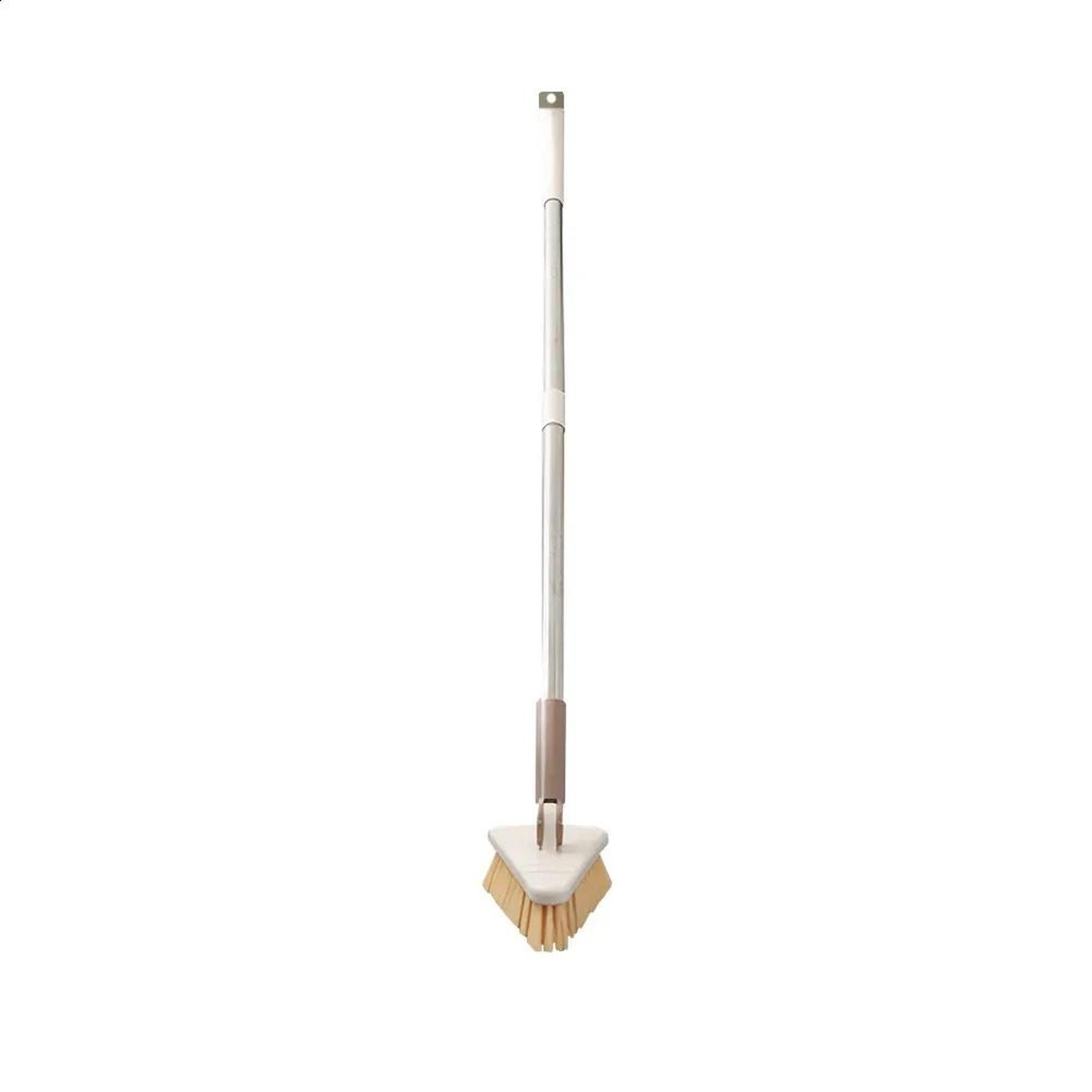 long handle triangular floor scrub brush with stiff bristles for tile tubs and corners
