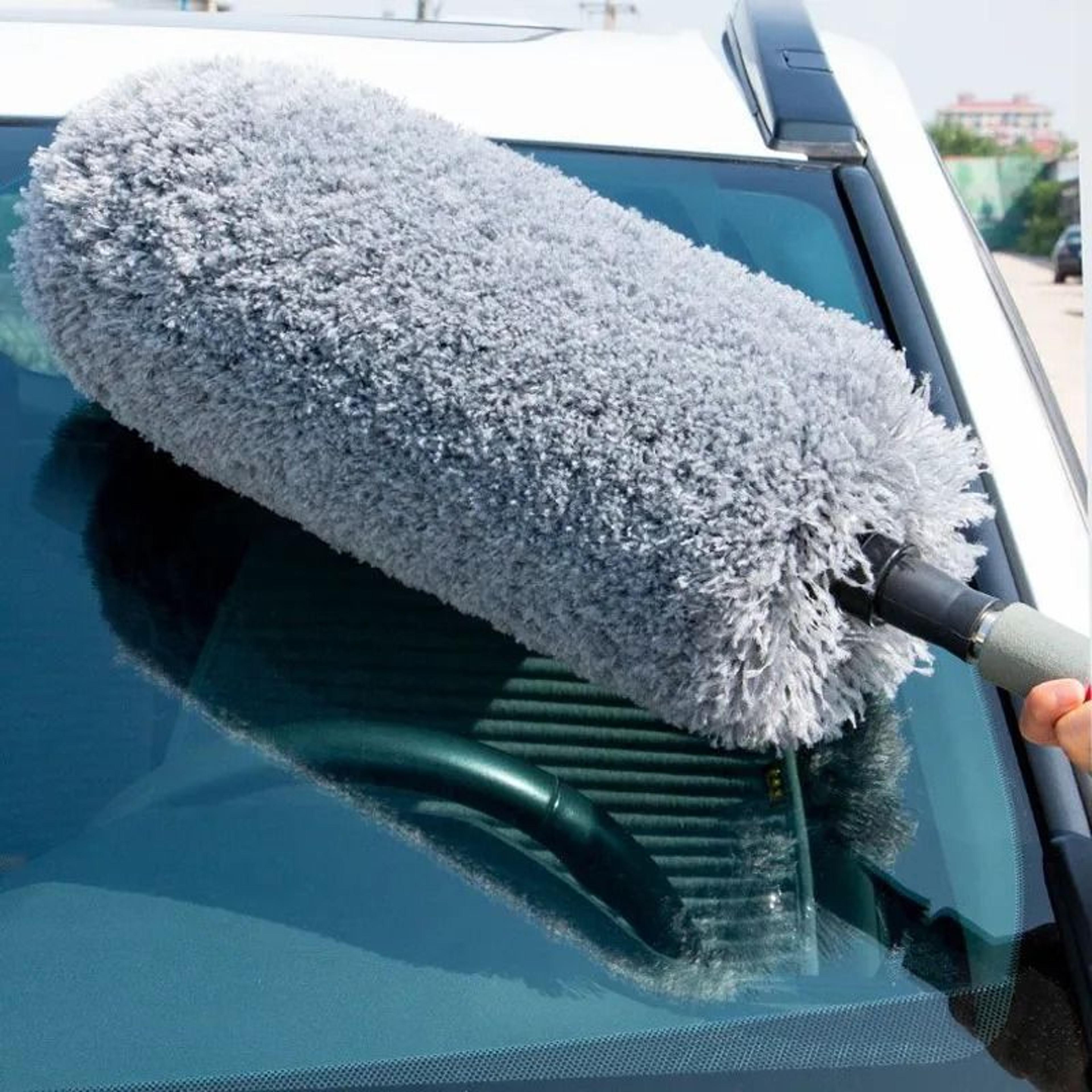 telescopic microfiber car duster for wet and dry interior cleaning