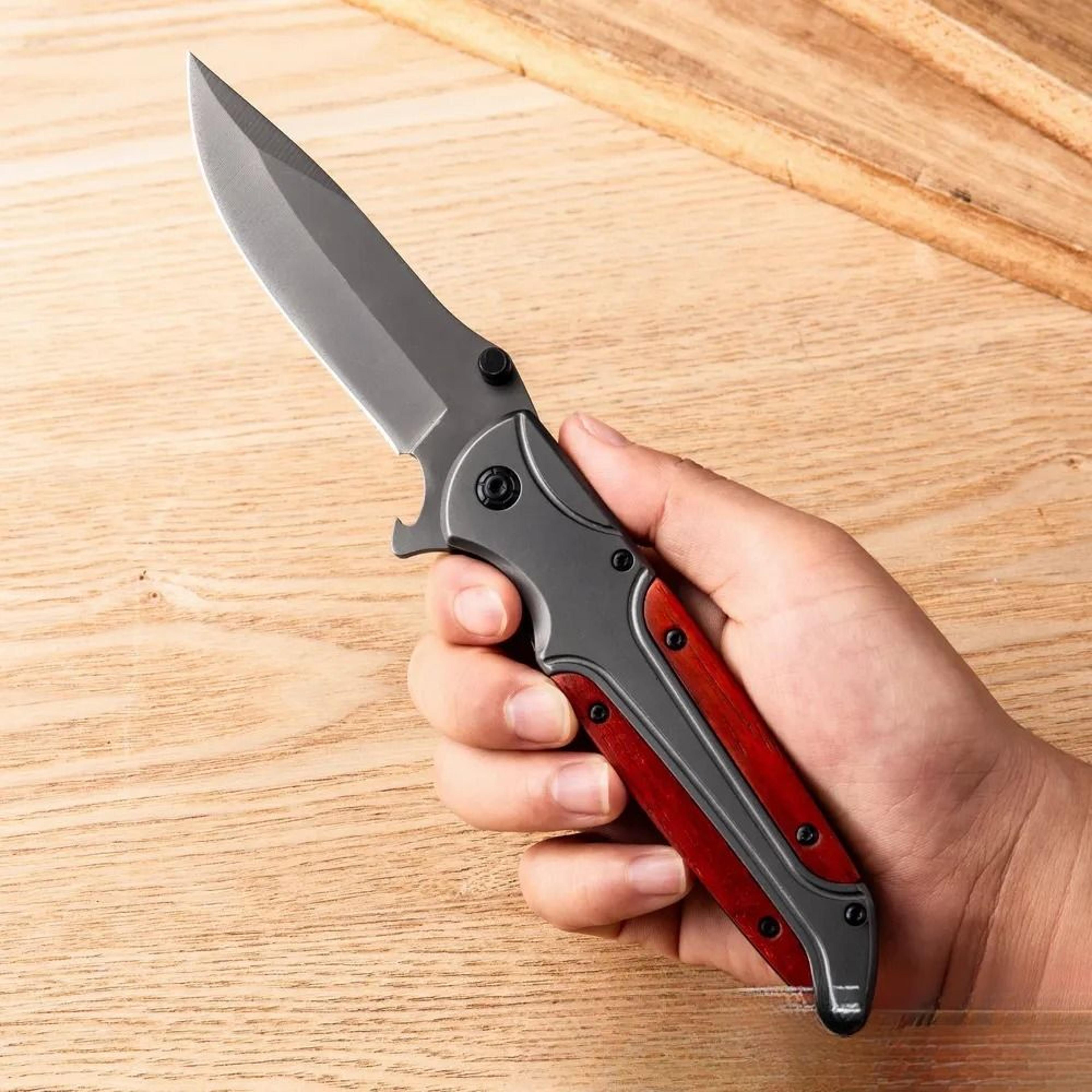 fixed blade knife with handle and stonewashed finish