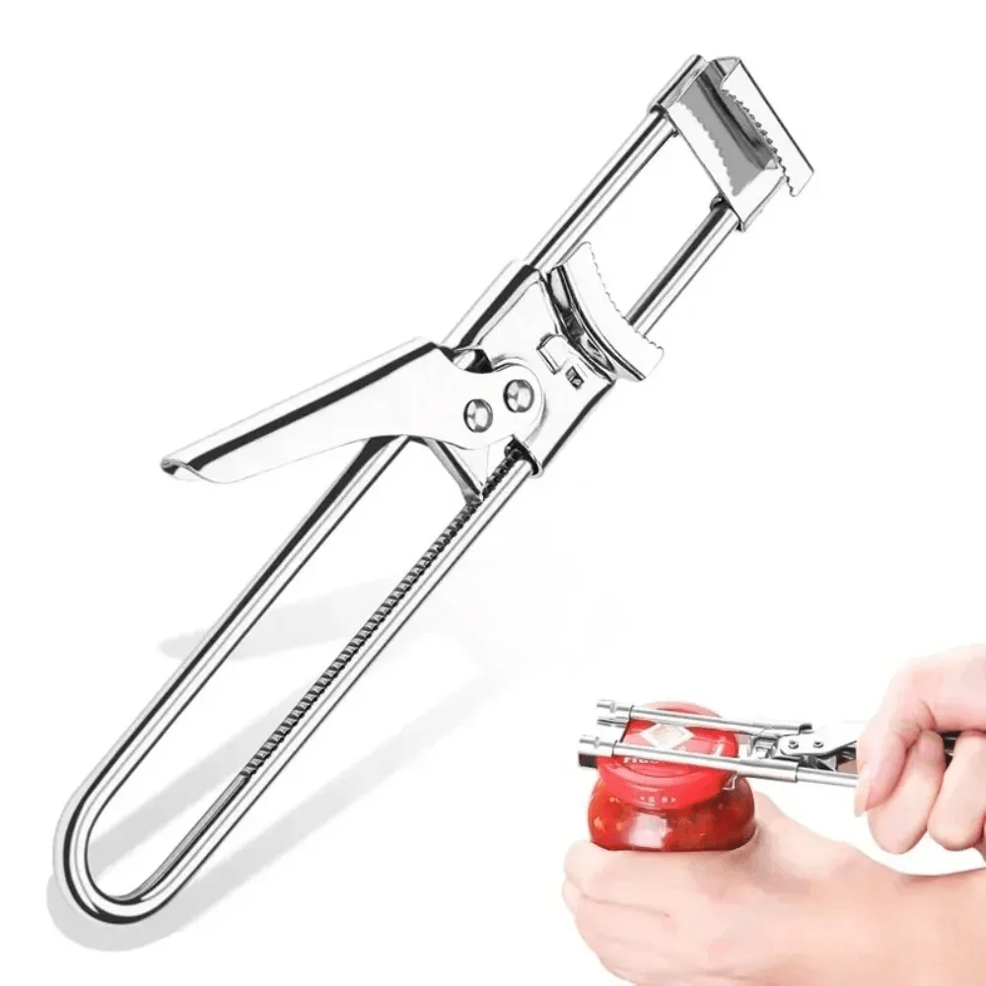 adjustable multi-function bottle jar and can opener with easy-grip handle