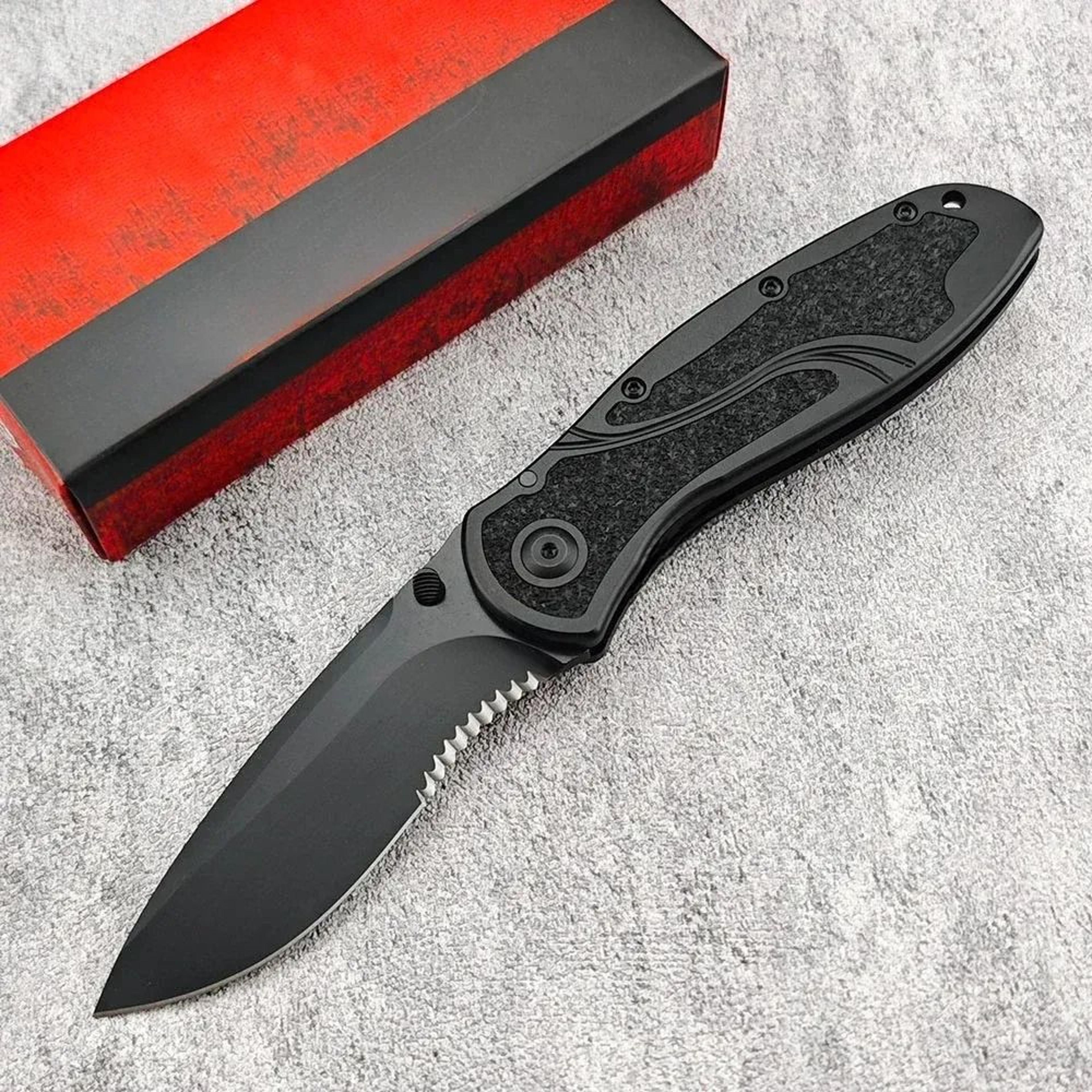 deep blue folding pocket knife with plastic handle