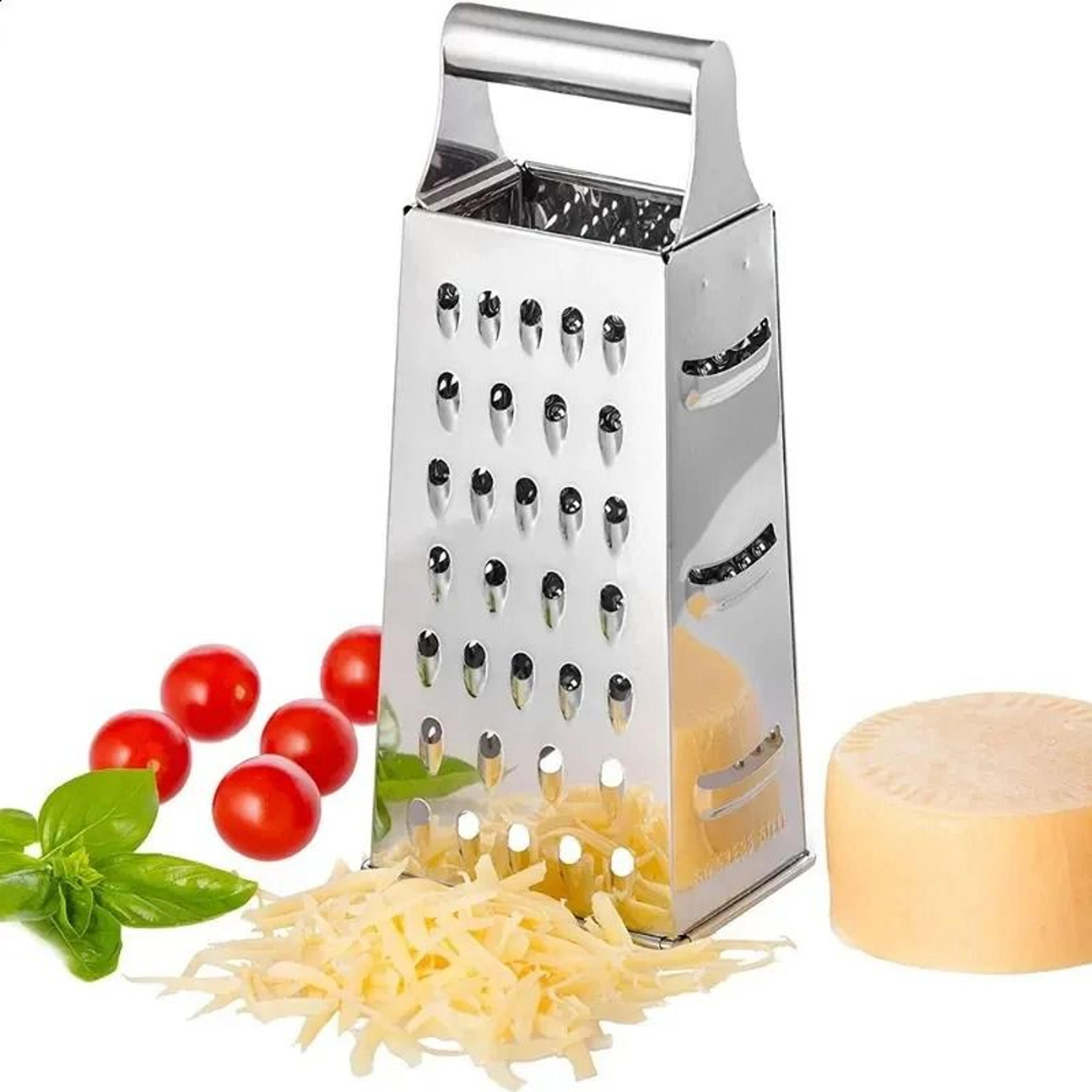 stainless steel sided box grater with food container for cheese and vegetables