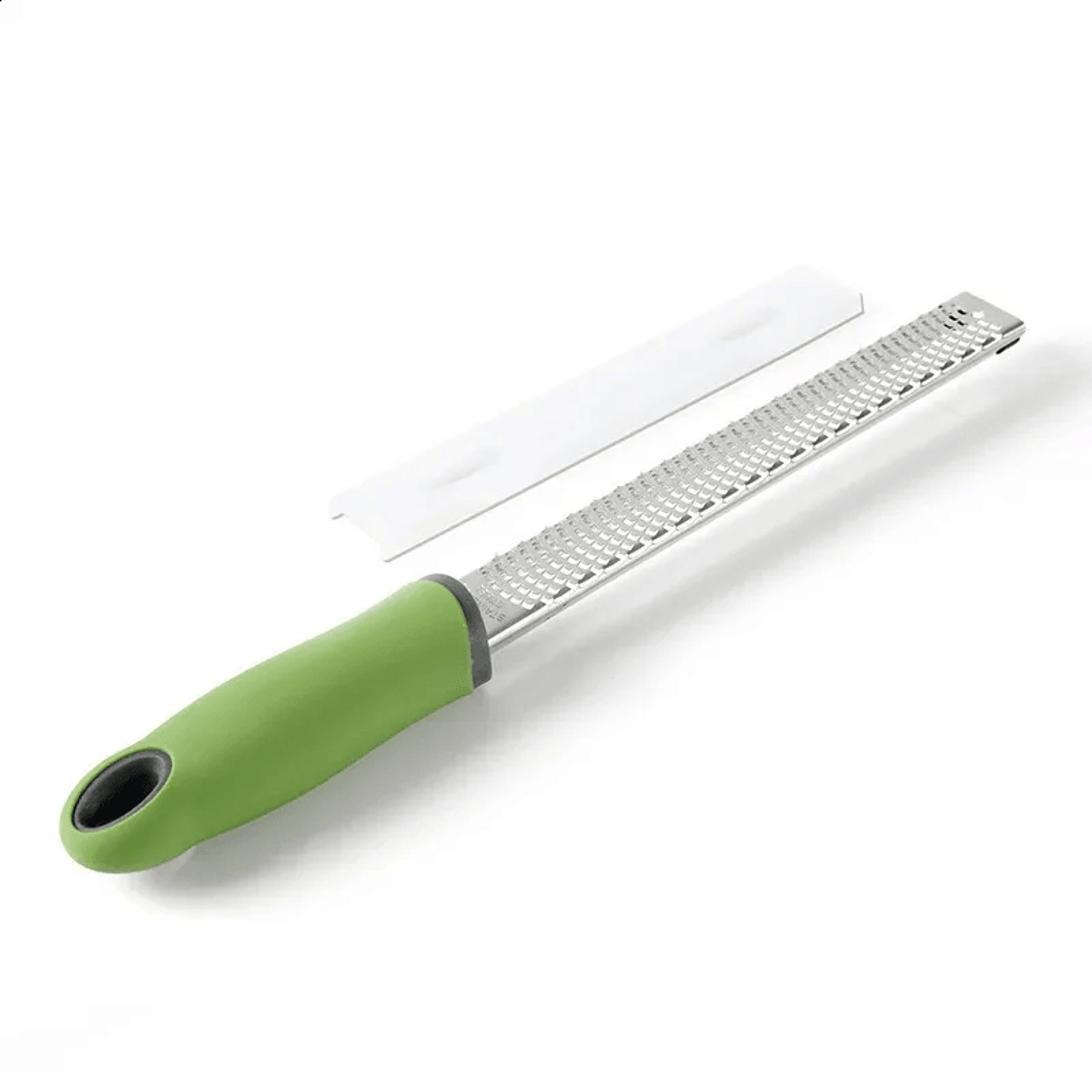 stainless steel cheese grater and lemon zester with protective cover