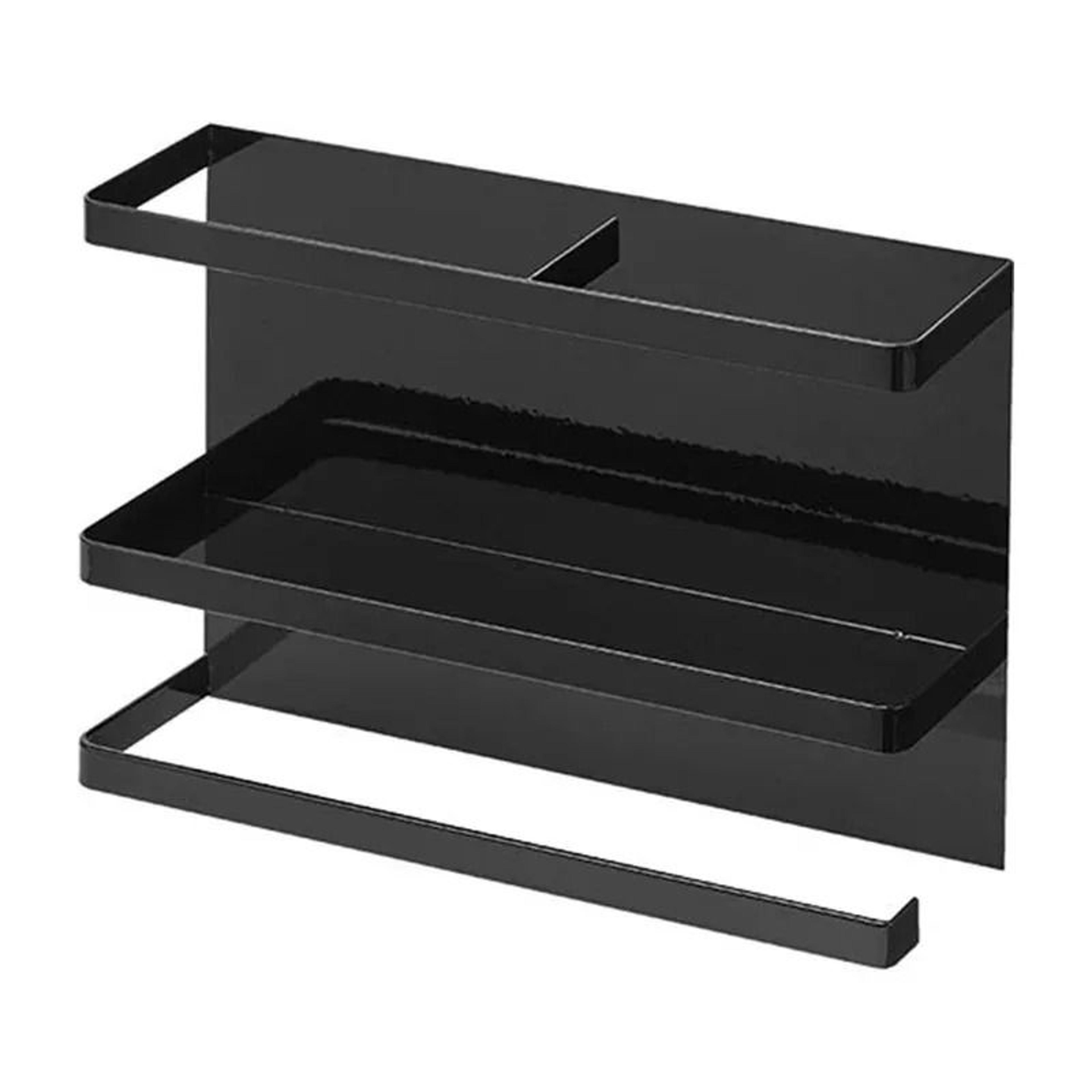 magnetic fridge side organizer with paper towel and bag storage