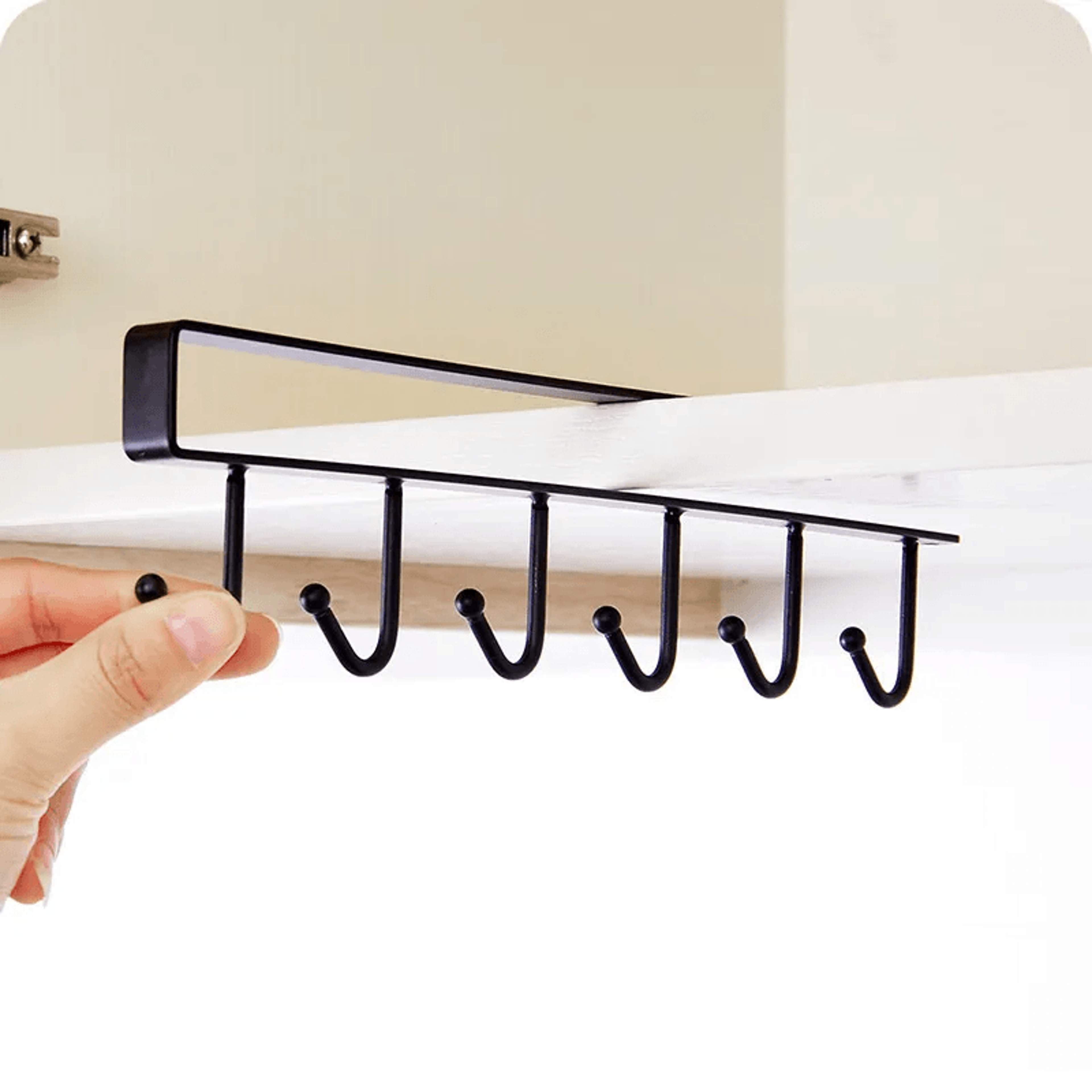 under cabinet coffee mug rack with 6 hooks metal kitchen cup organizer