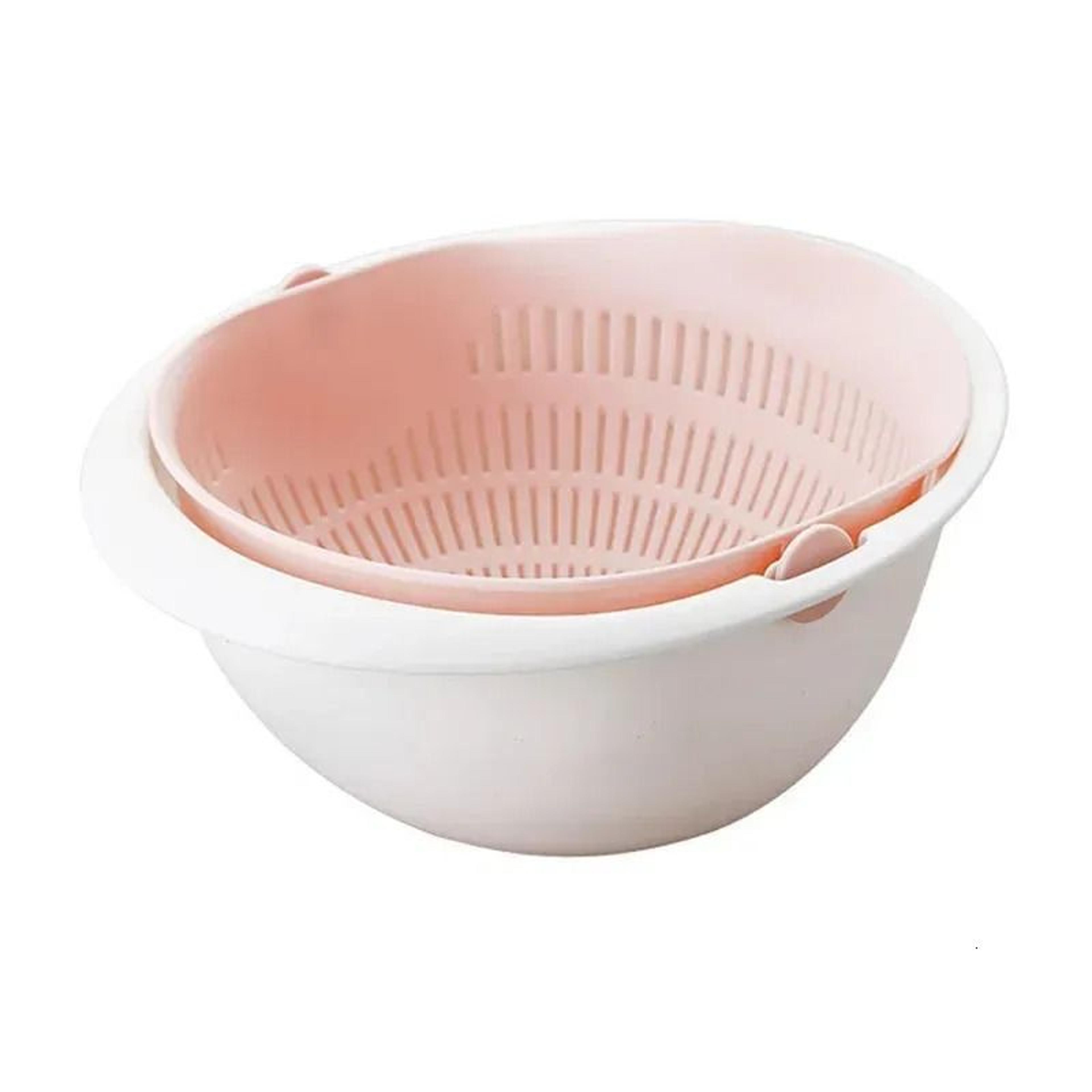 rotating double layer fruit and vegetable drainer with removable washing bowl