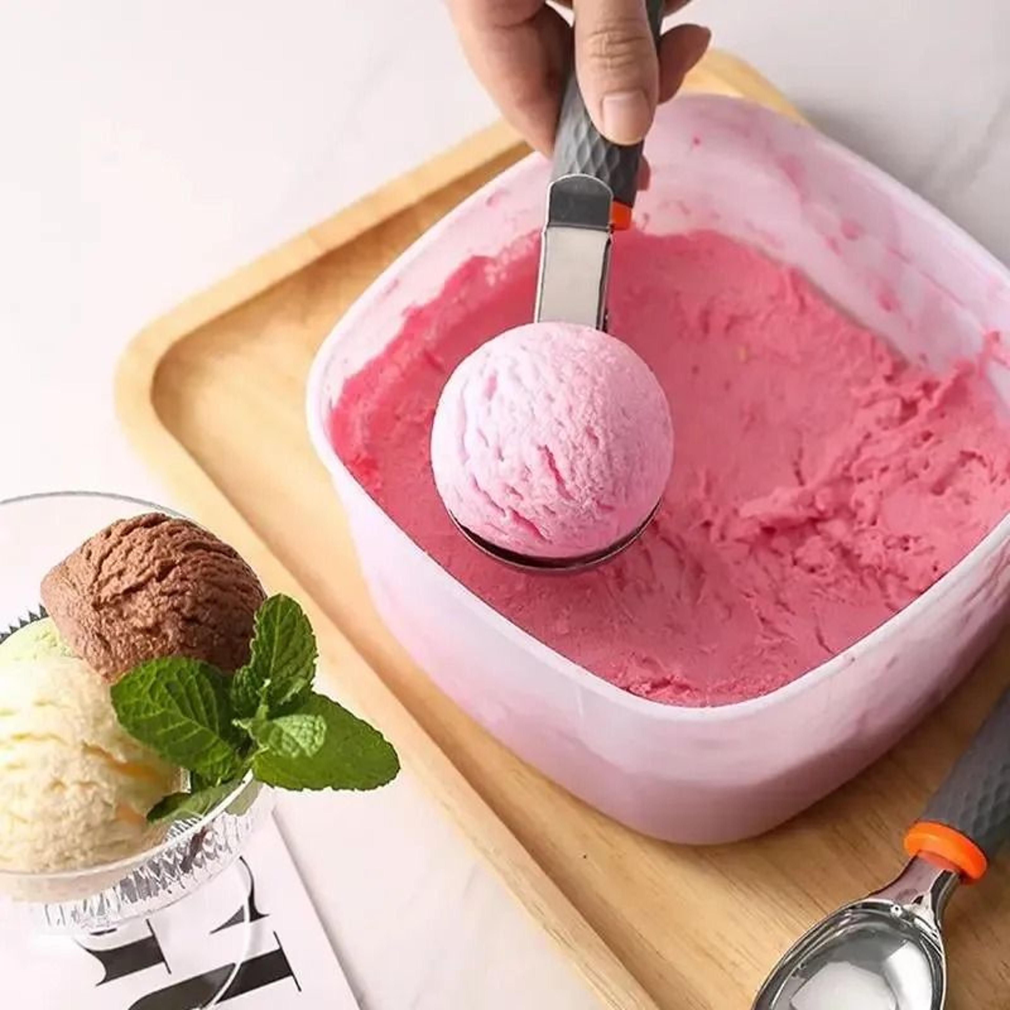 ice cream scoop with trigger cone holder for frozen dessert serving