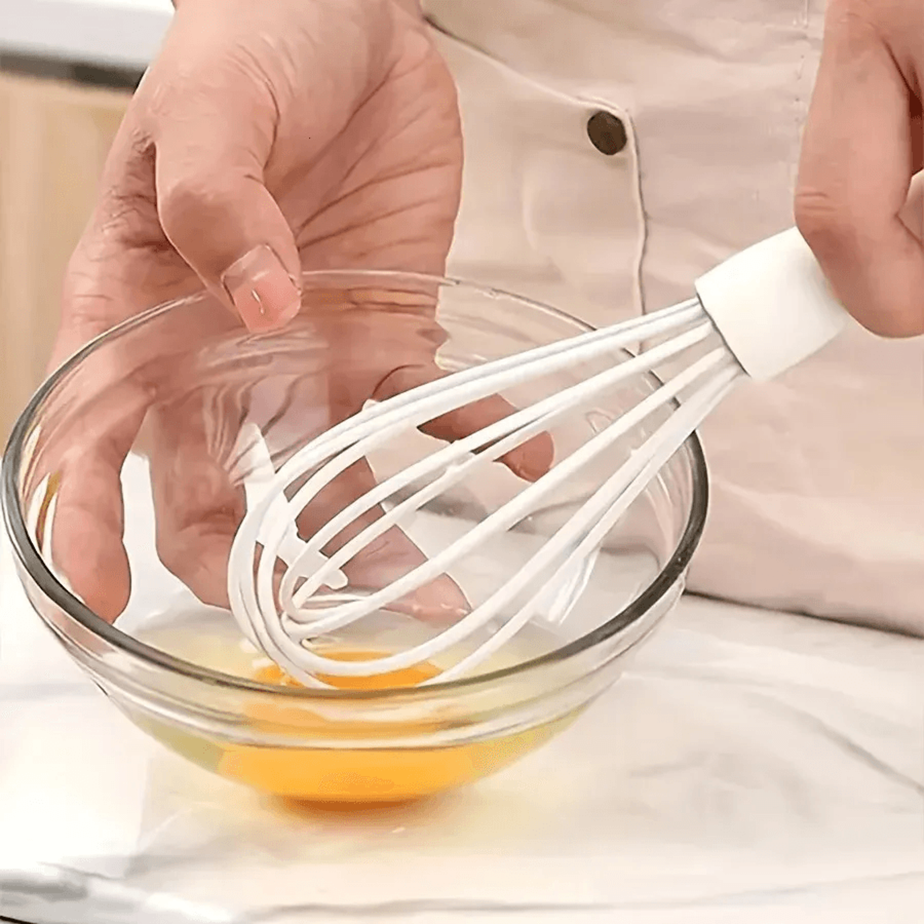 white manual ceramic hand whisk for baking and mixing