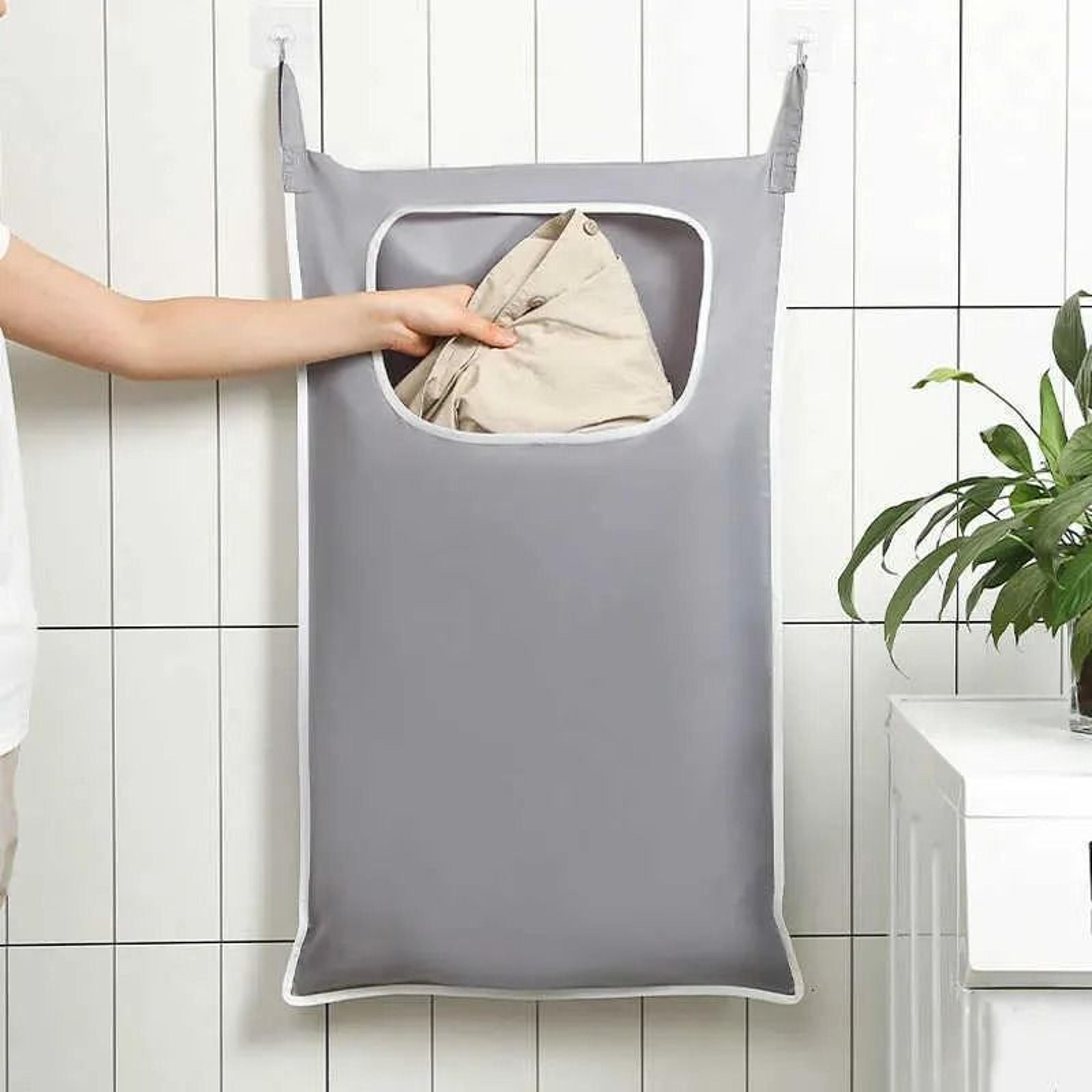 hanging laundry basket wall mounted dirty clothes storage bag