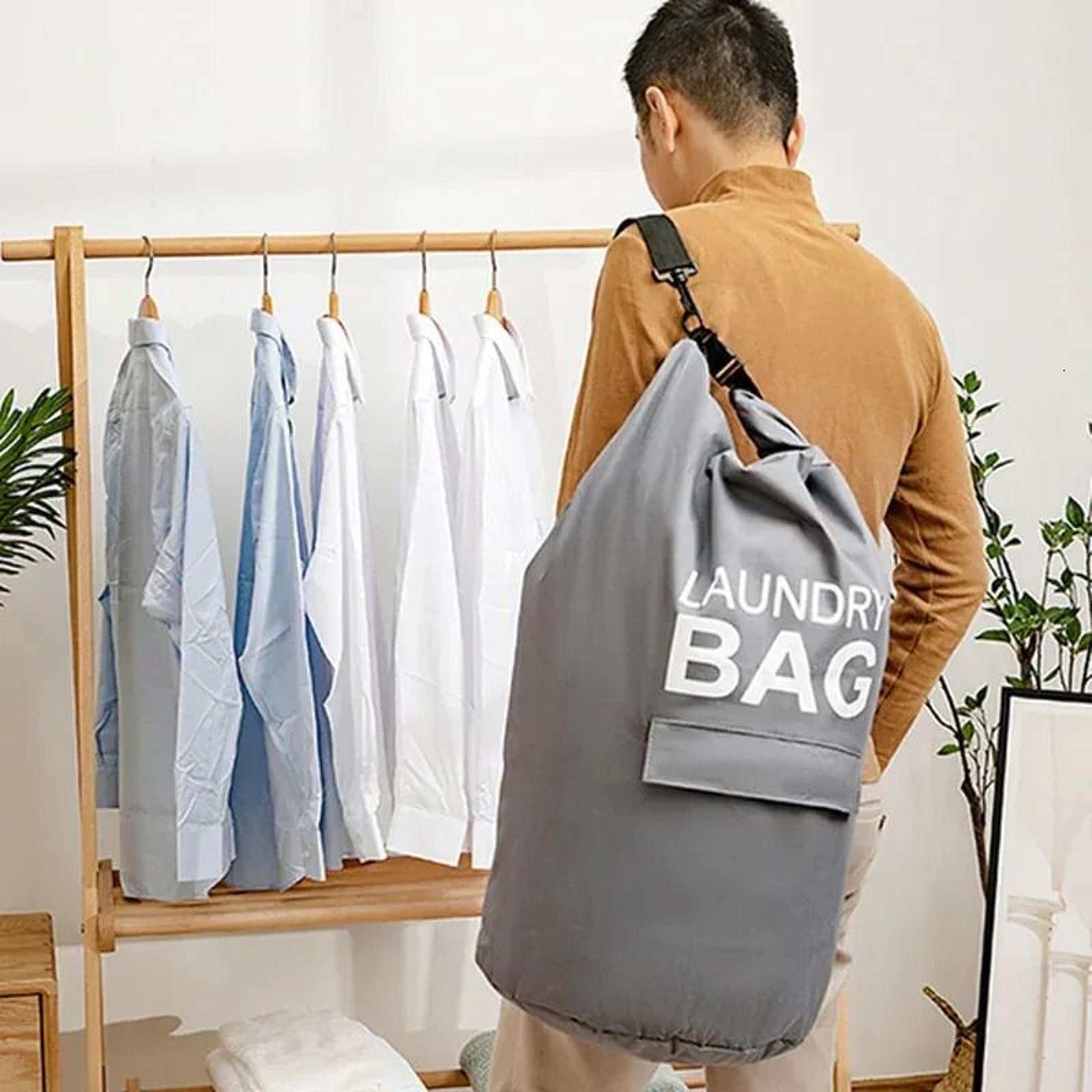 laundry hamper backpack with adjustable shoulder straps and pocket